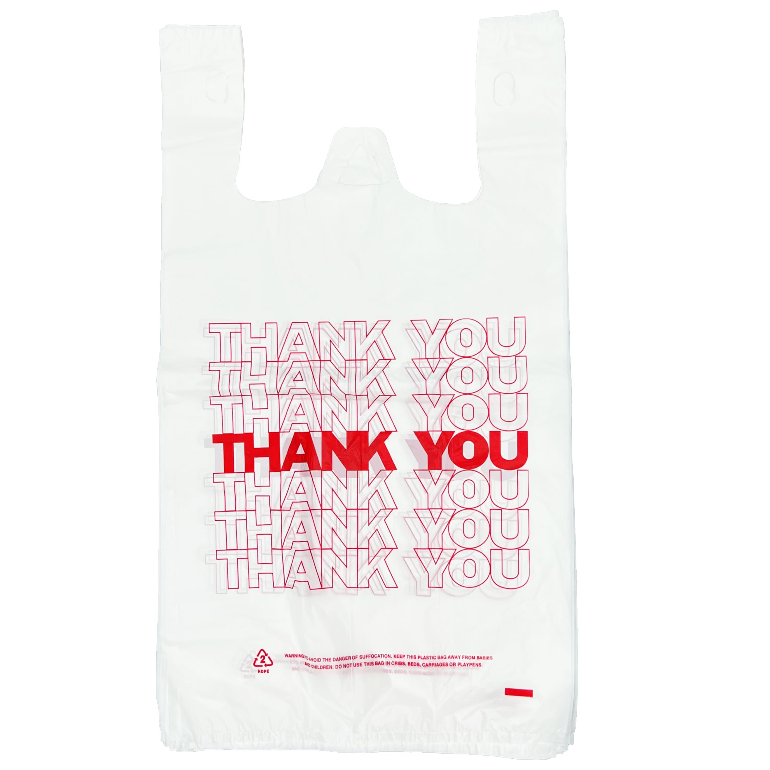 TashiBox 200 Ct plastic bags/Shopping Bags/Thank You Bags/Reusable and Disposable Grocery Bags - Measures 11.5" X 6.25" X 21", 15mic, 0.6 Mil