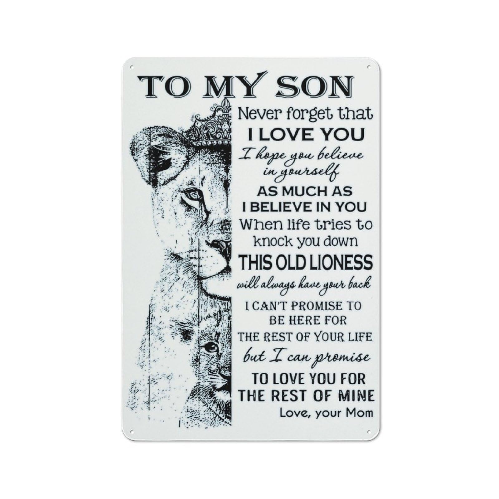 Junmoney Style-5 Vintage Tin Sign 30X20cm With To My Son Lion For Dining Room Or Kitchen, For Autumn Interiors With Vintage Character