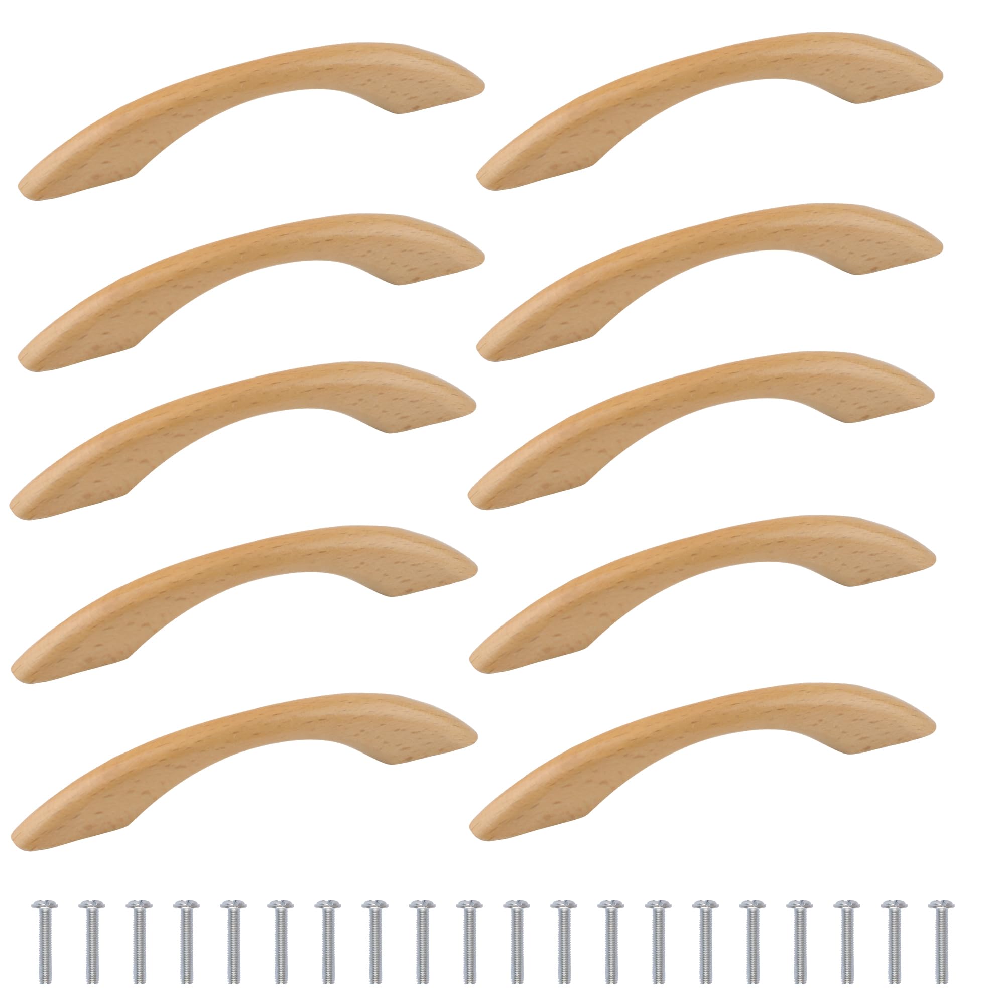 MOROBOR Wooden Cabinet Handles, 10pcs Solid Wooden Drawer Pull Centers U-Shaped Cabinet Hardware Pulls for Bedroom Bathroom Kitchen Cabinets Door/Hole Spacing 96mm