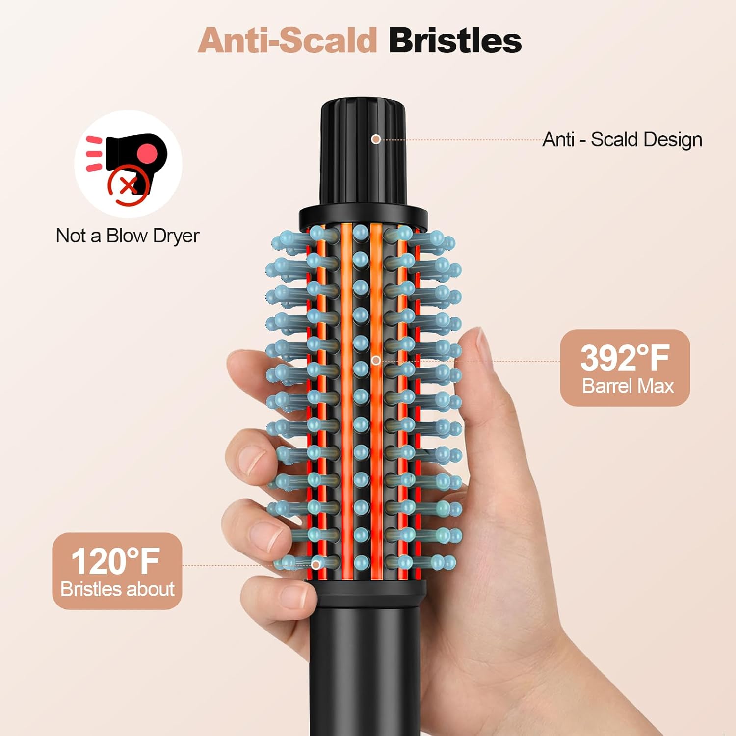 Brush Curling Iron,Curlings Iron for Short Hair 3 Temperature Adjustable,Curling Iron Brush 1 Inch with 30s Fast Heat Anti-Scald Anti-Tangle Negative Ion Travel Size Dual Voltage