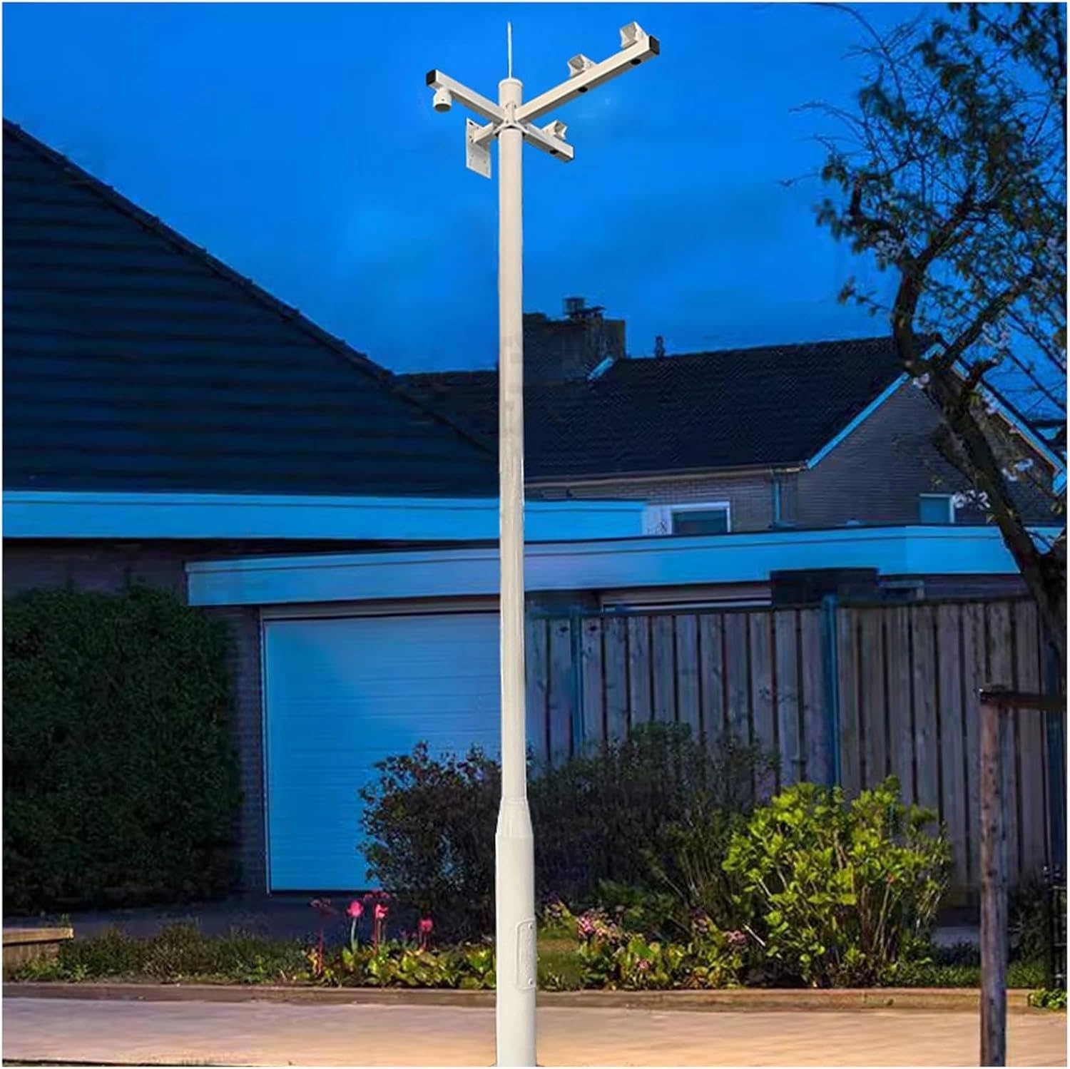 WHYYDSS Sections Security Camera Pole Outdoor, All-Weather Surveillance Security Camera Pole with 4 Brackets, Outdoor-Rated Pole Bracket for Security Camera 6m/19.6ft