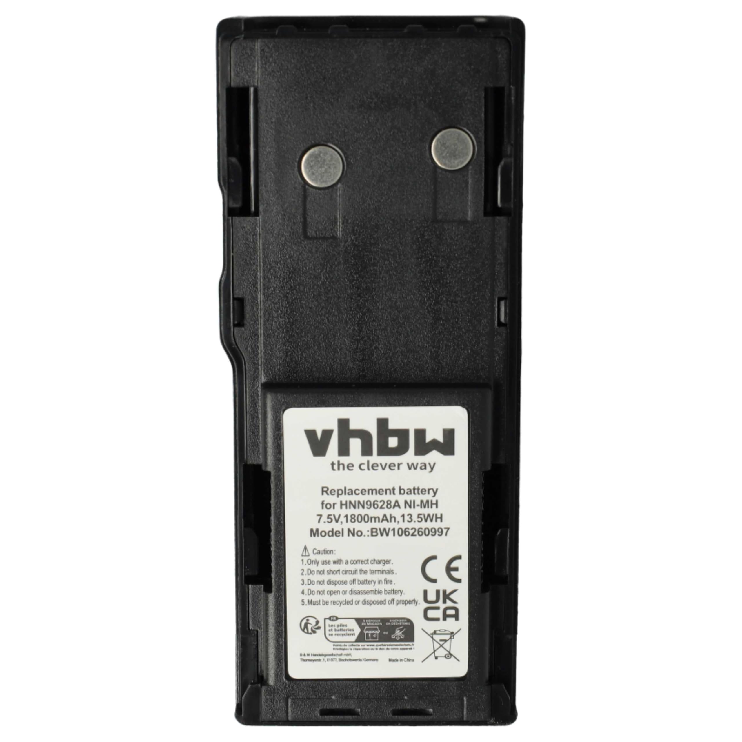vhbw 2x Battery compatible with Motorola CP450, GP300, GP308, CP450LS, CP250 Radio, Walkie-Talkie (1800 mAh, 7.5 V, NiMH) + Belt Clip - 3