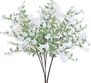 2PC 37" Artificial White Flowers for All - Season Indoor Decoration, Faux Long Stem Artificial Flowers for Wedding, Home, Office, Bedroom, Party Table Centerpieces Décor