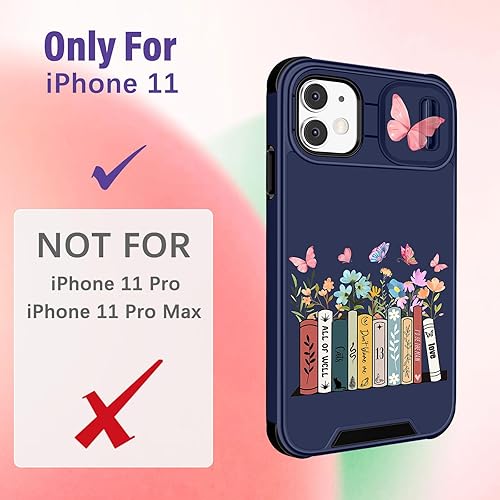 Miniatura 2 de Funda 2 en 1 para iPhone 11 para mujer, linda funda para teléfono para niñas, diseño de mariposas y flores, diseño Kawaii bonito y único con funda