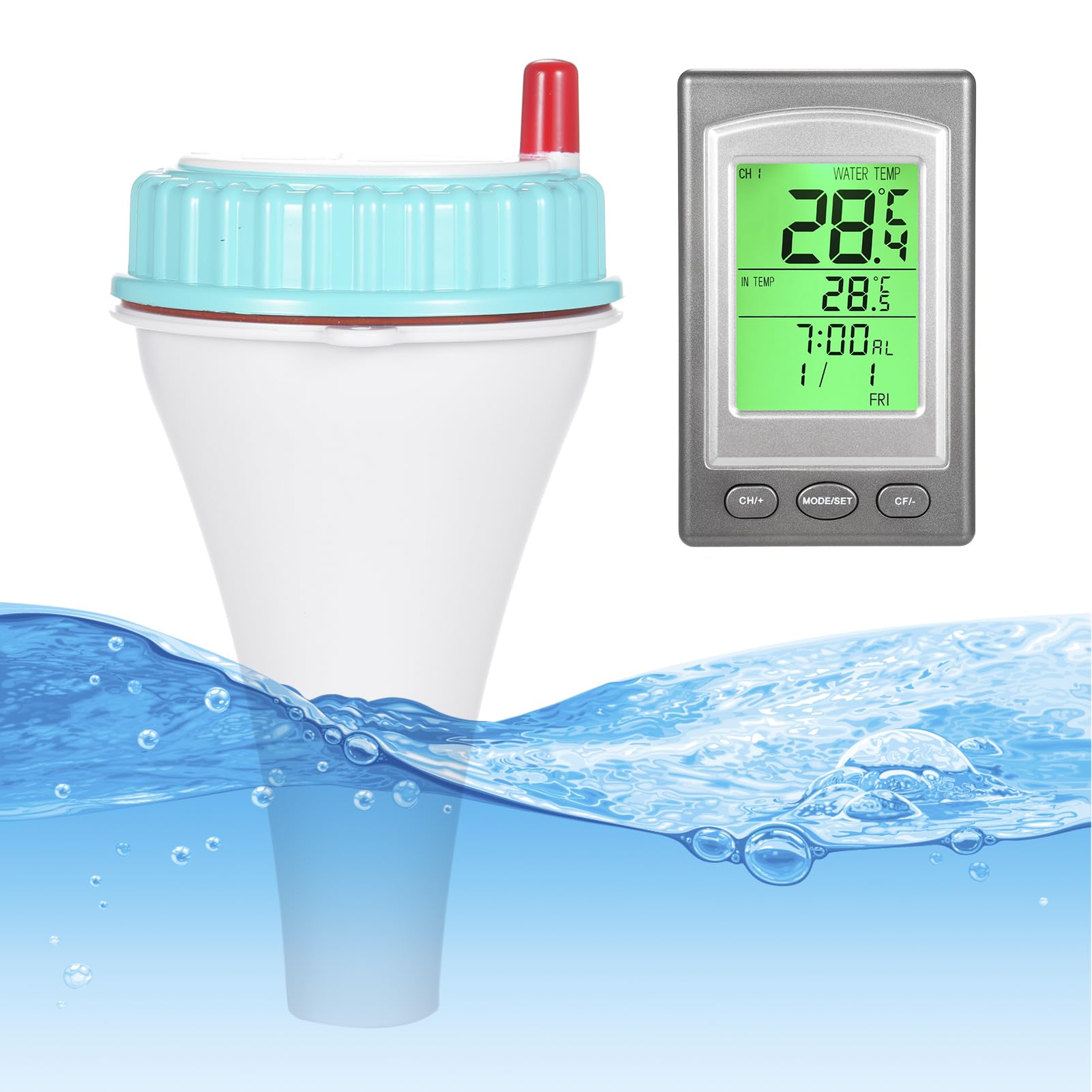 Domary Termometro Digitale Wireless per Piscina Termometro Galleggiante per