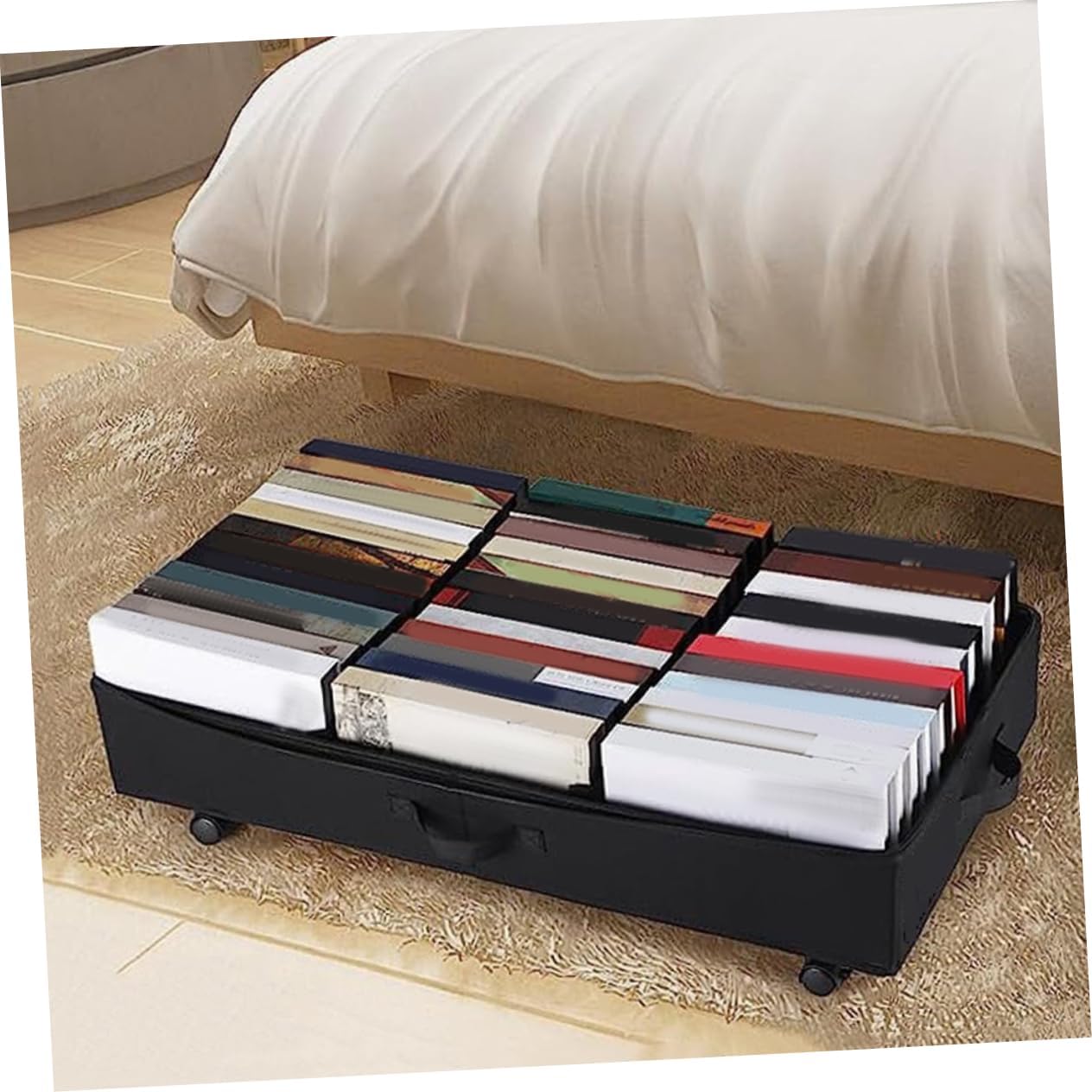 Alipis Bed Bottom Storage Cart Oxford Cloth Storage Bin under Bed Nonwovens Quilts Box