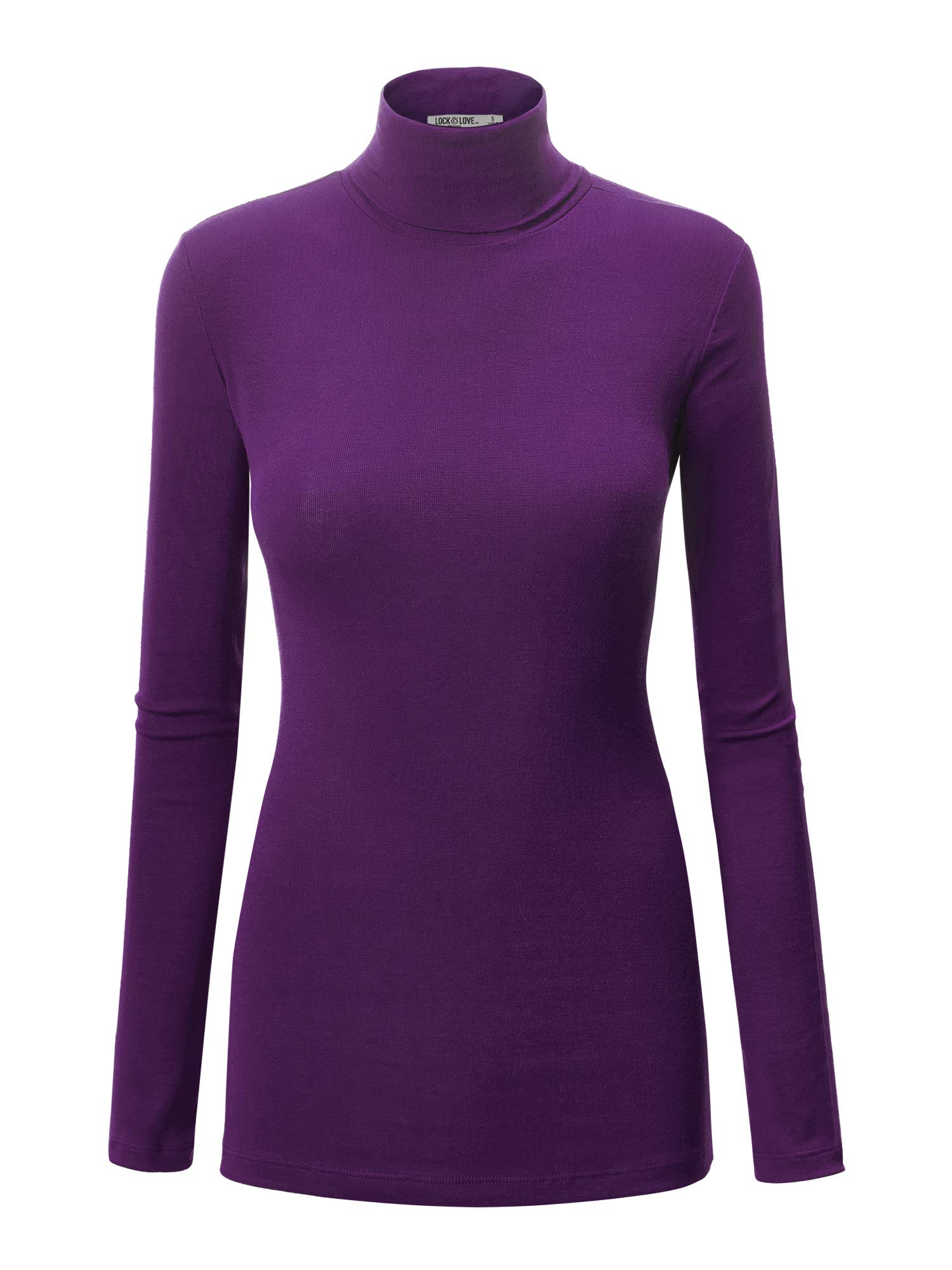 Lock and Love Women's Turtleneck Top Lightweight Long Sleeve Slim Fit Pullover, Soft Rayon Stretch Layering Basic, S-3XL