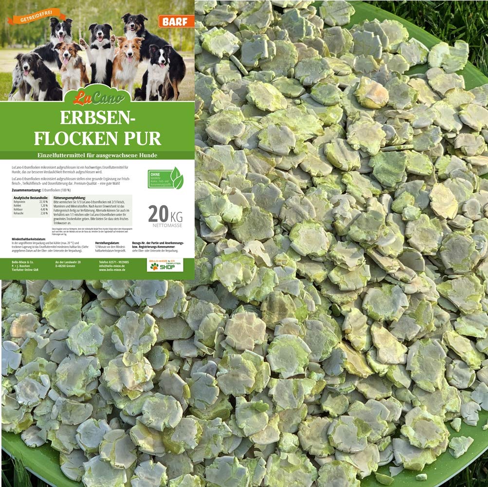 LuCano Erbsenflocken pur | aufgeschlossene, hochverdauliche Gemüseflocken auch für Hunde (20 kg)
