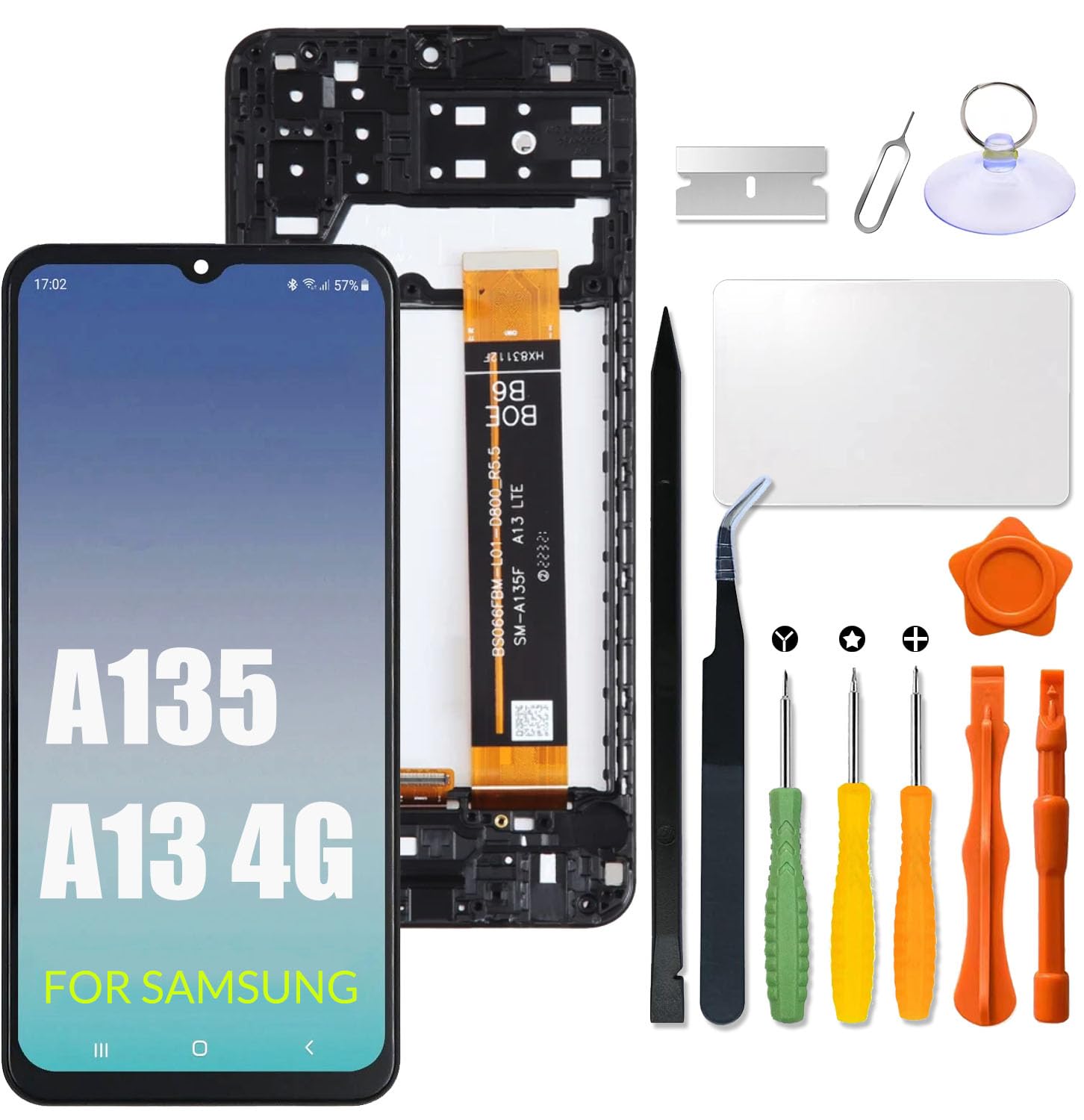 Replacement for Samsung Galaxy A13 4G LCD Screen Wiht Frame for Samsung A135 LTE A135F A135F/DS A135M A135U A135N LCD Screen Display Touch Internal