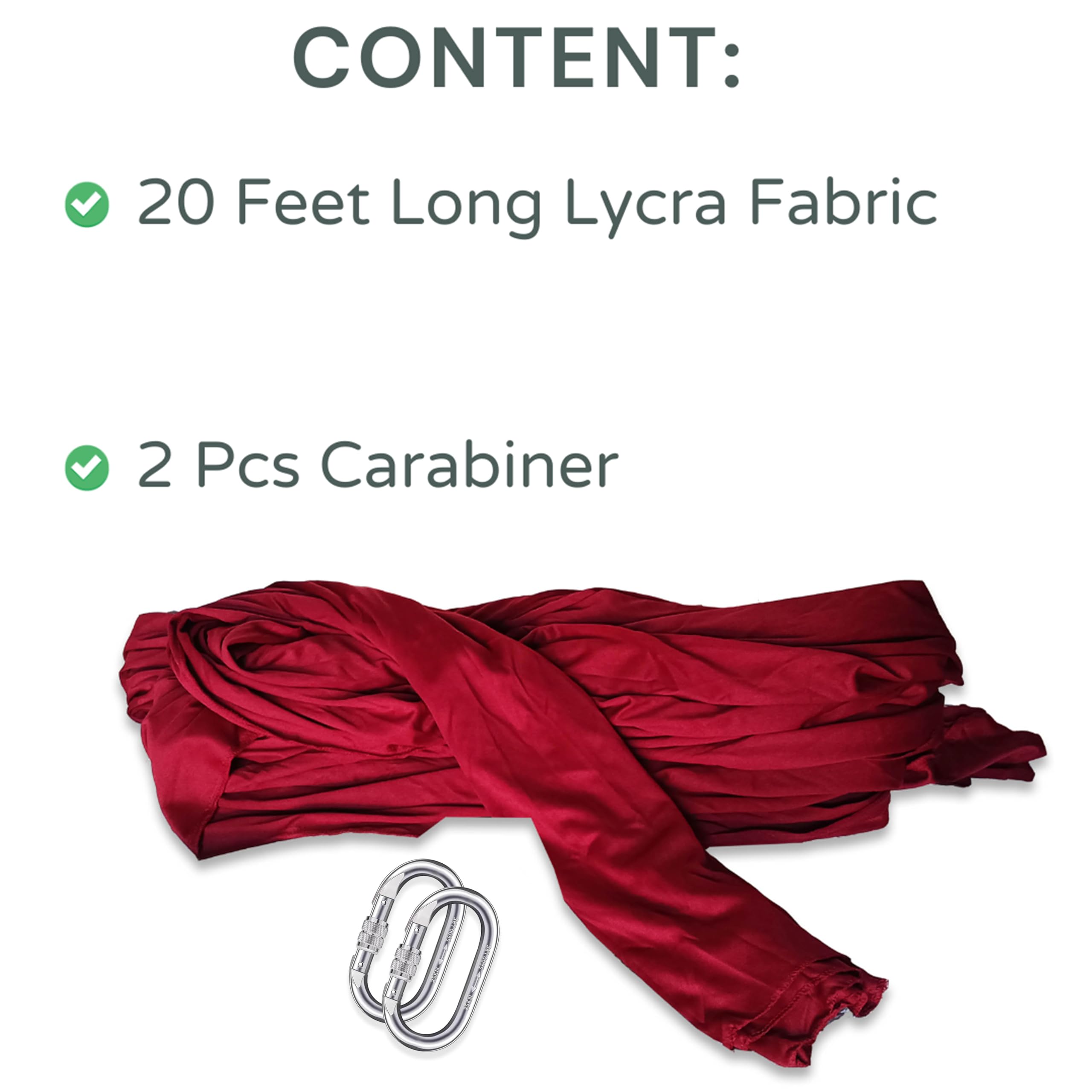 Streetup India® Lycra Fabric Aerial Swing/Yoga Hammock With 20 Feet Long Fabric With 2 Carabiner 2