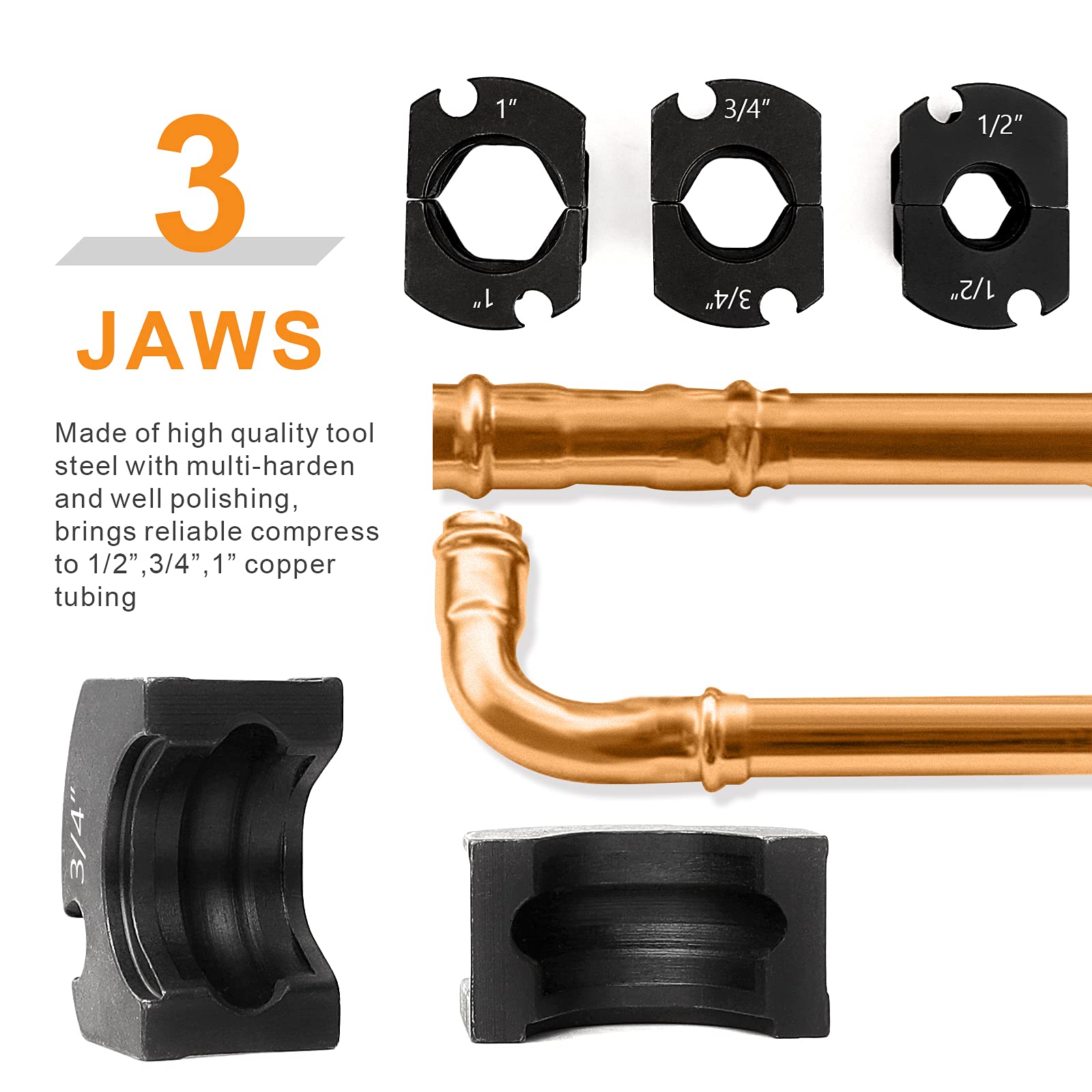 Buy ATOLS 1632AF Copper Tube Fittings Crimping Tool with 1/2, 3/4 and 1