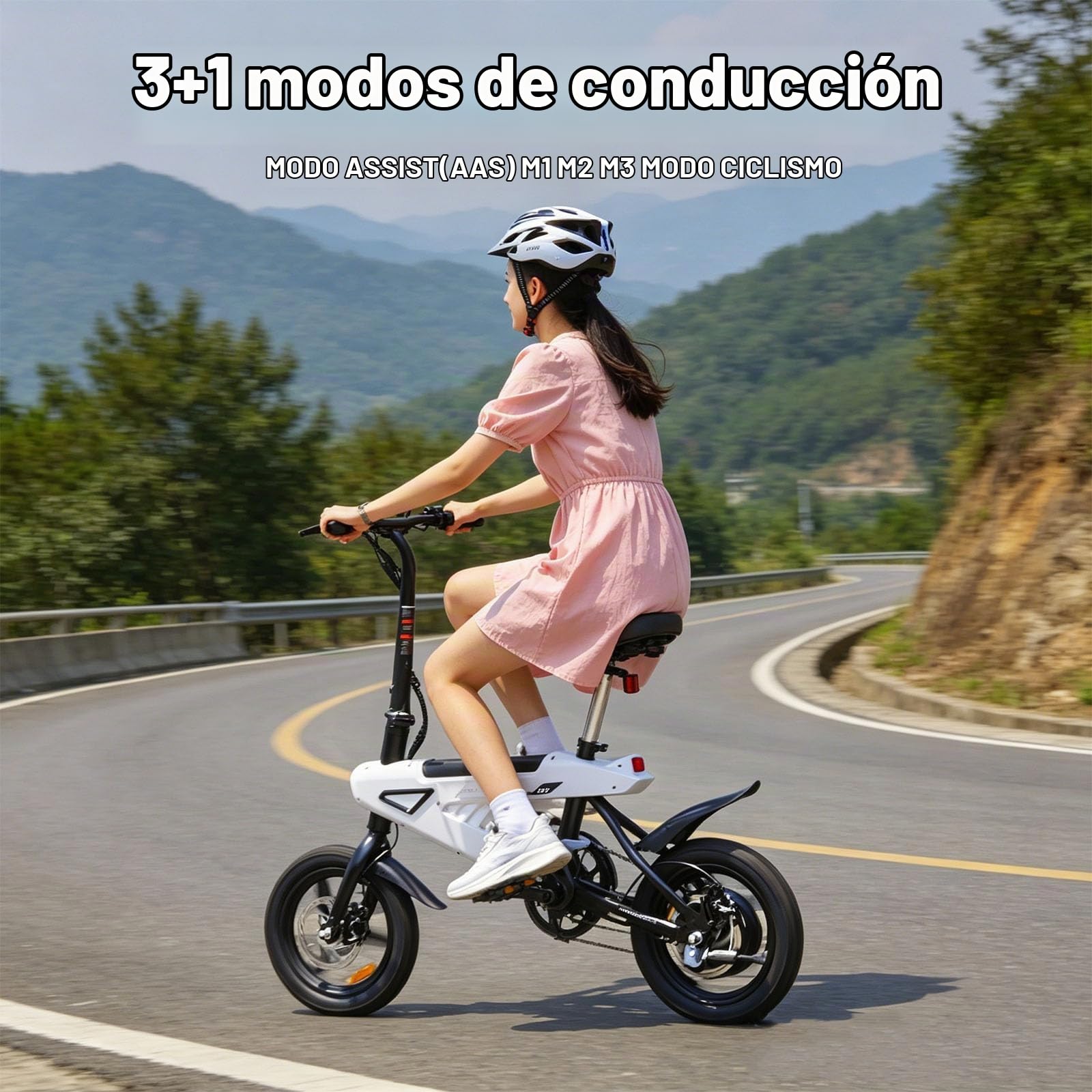 A02 Bicicleta Electrica Plegable 14 Pulgadas - Bici Electrica con Batería de 36V 6.5Ah, 250W Motor, Todo Terreno Ebike para Adulto, Alcance de 15-30 km E-Bike, Unisex Adulto Bici Electrica