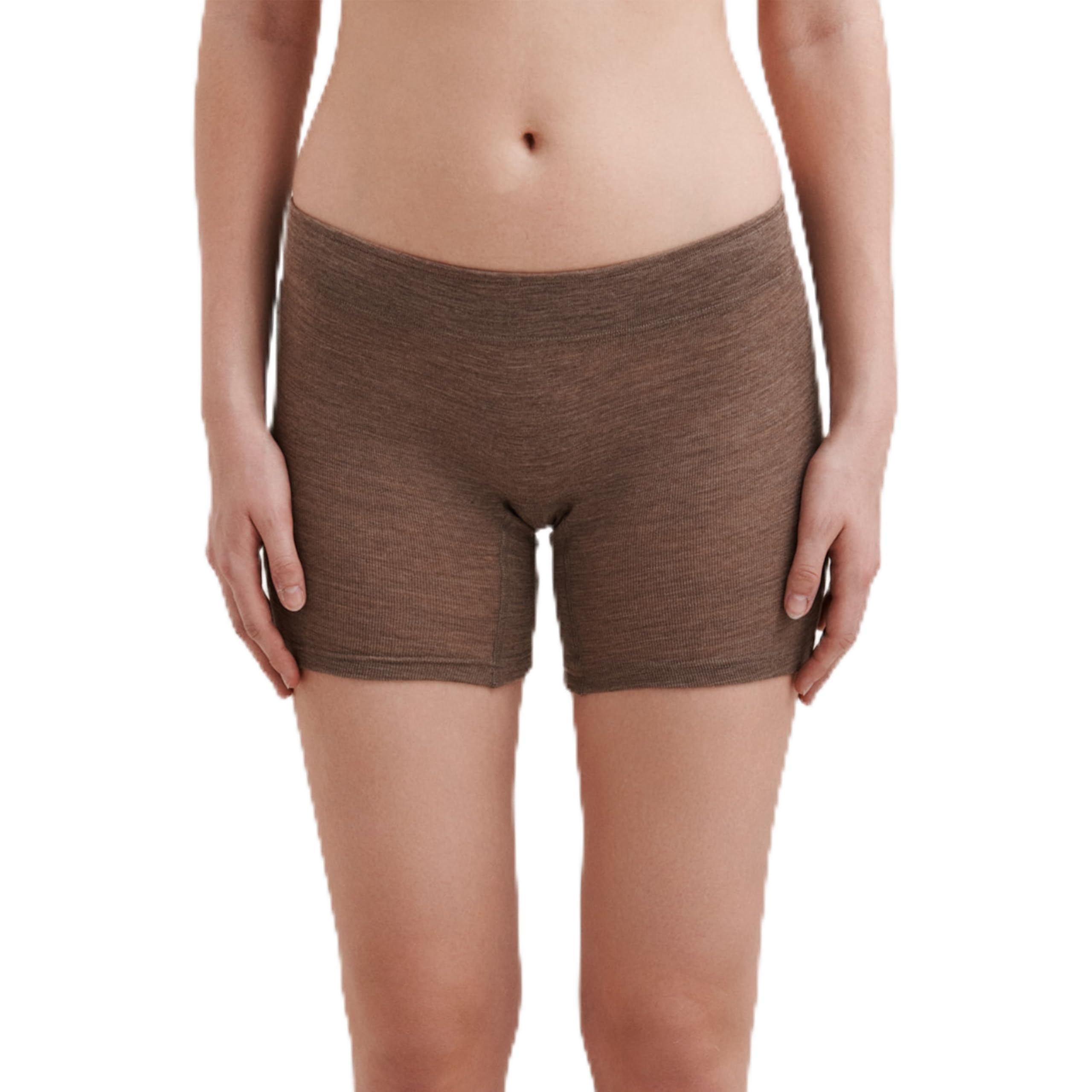 Dilling Women's Brown Melange Merino Wool Tight Shorts - Thermal Undershorts 8