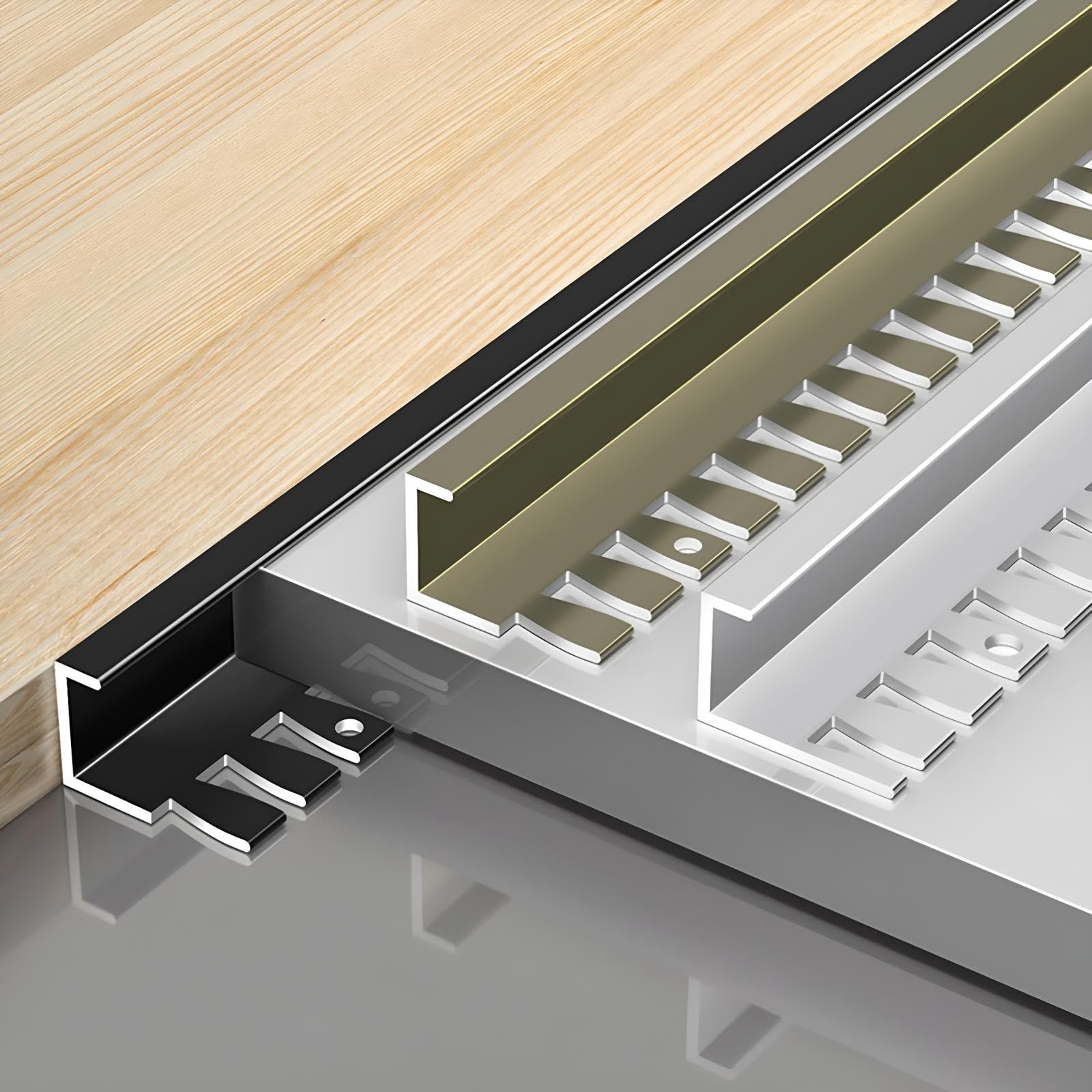 Tiras De Extremo Para Baldosas De Aleación De Aluminio, Perfil De Junta Para Suelos Laminados 135cm, 2 Piezas, Riel Para Borde De 8,5-18,5 Mm Para Salón, Baño, Balcón Y Cocina(Silver,H:18.5MM)