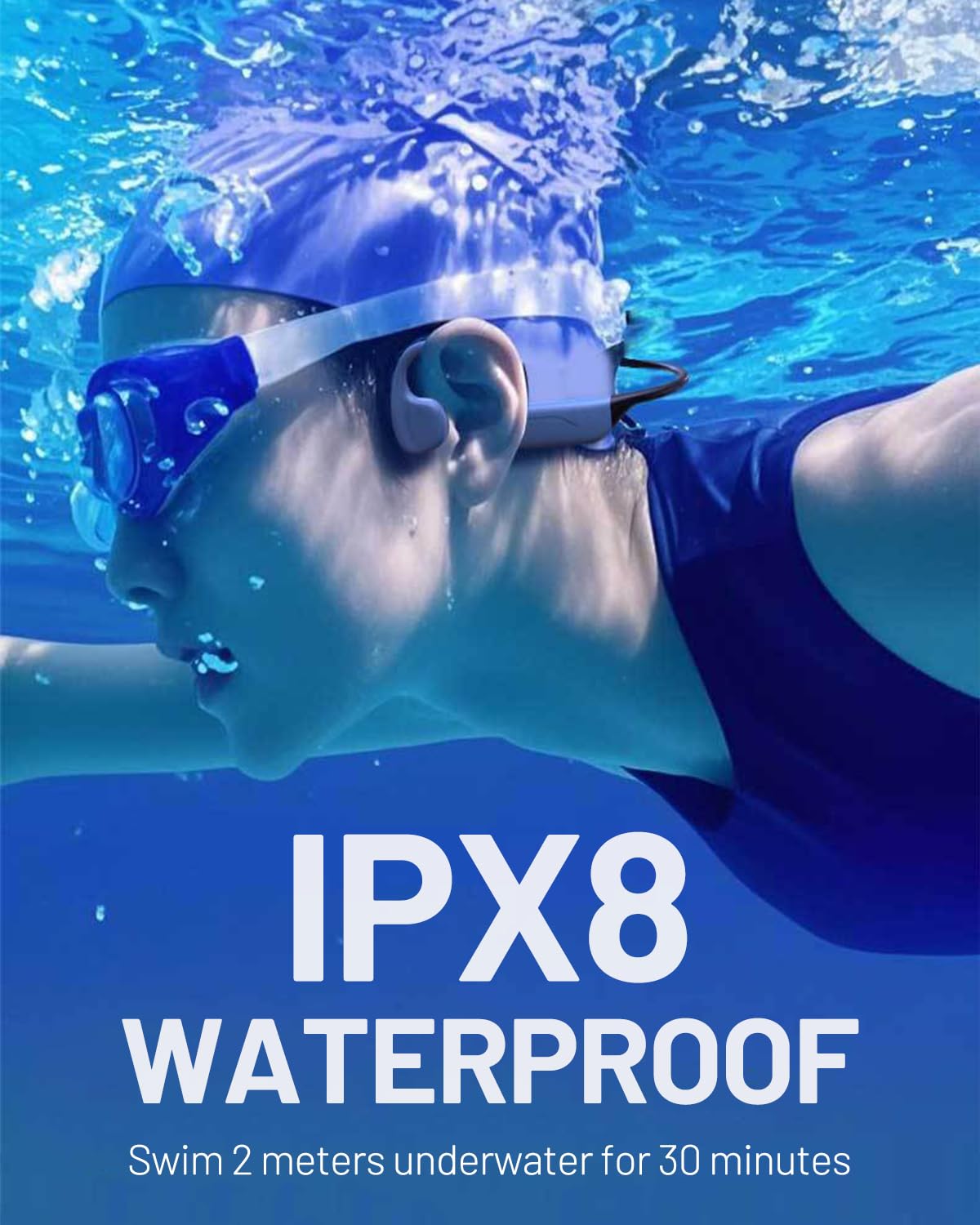 Słuchawki z przewodnictwem kostnym, wodoszczelność IPX8, z pamięcią 32G, Bluetooth 6.0, otwarte ucho, sportowe słuchawki z mikrofonem, bezprzewodowe, do biegania, pływania, jazdy na rowerze, treningu