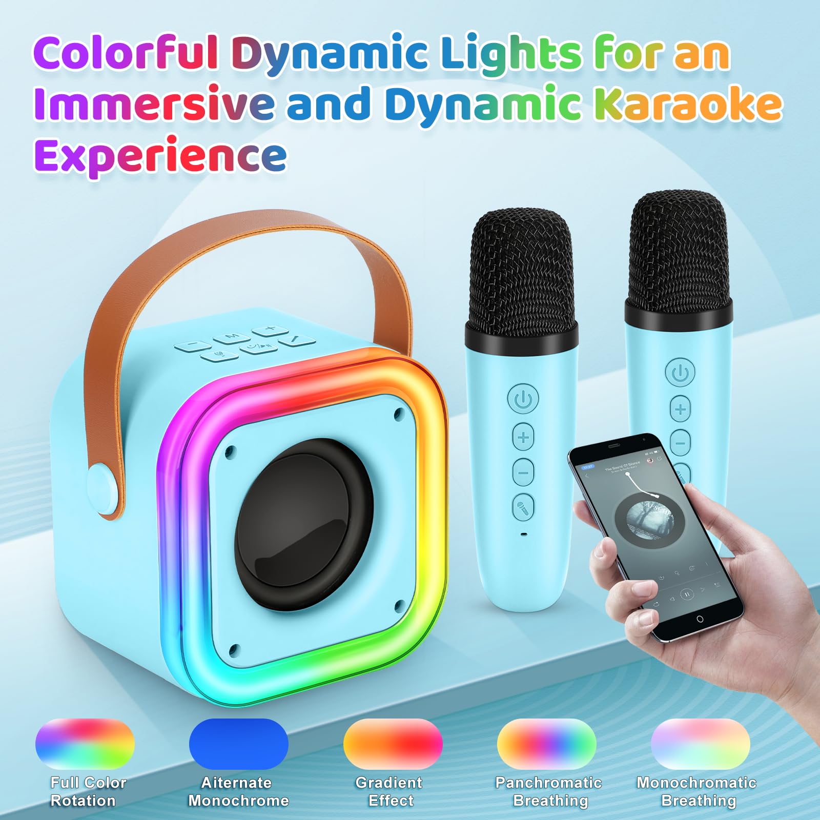 Mini máquina de karaoke para niños, regalos de juguetes para niñas, micrófono inalámbrico de karaoke para niños de 4, 5, 6, 7, 8, 9, 10, 11 y 12 años, regalos de fiesta de Navidad (azul) 4