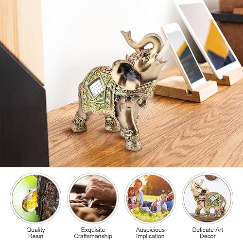 Miniatura 2 de Feng Shui - Estatua de elefante elegante de color latón, 5.5 (alto), elefante tailandés con tronco hacia arriba, figura coleccionable, escultura,