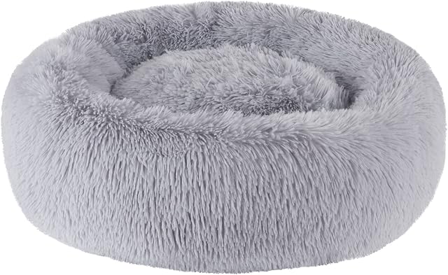 BVAGSS Anxiety Dog Bed, Round Dog Cat Beds Mattress Marshmallow Fluff Nest Calming Dog Bed for Small/Medium/Large Dogs XH034 (Diameter:40cm, Light Grey)