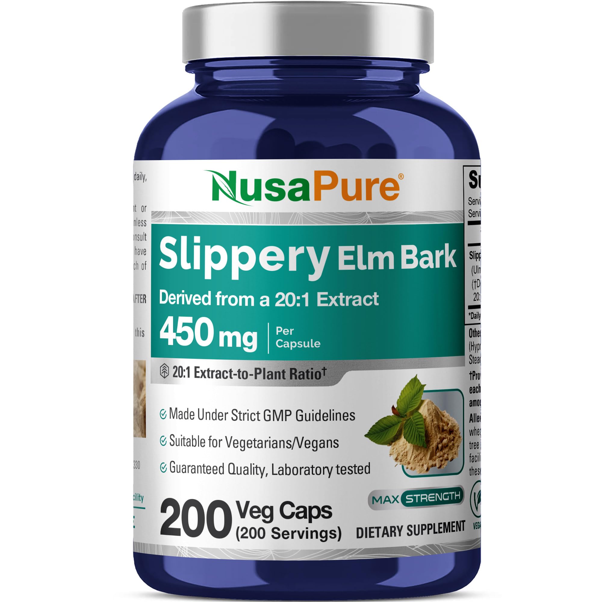 NusaPure Slippery Elm Bark Capsules 450 mg