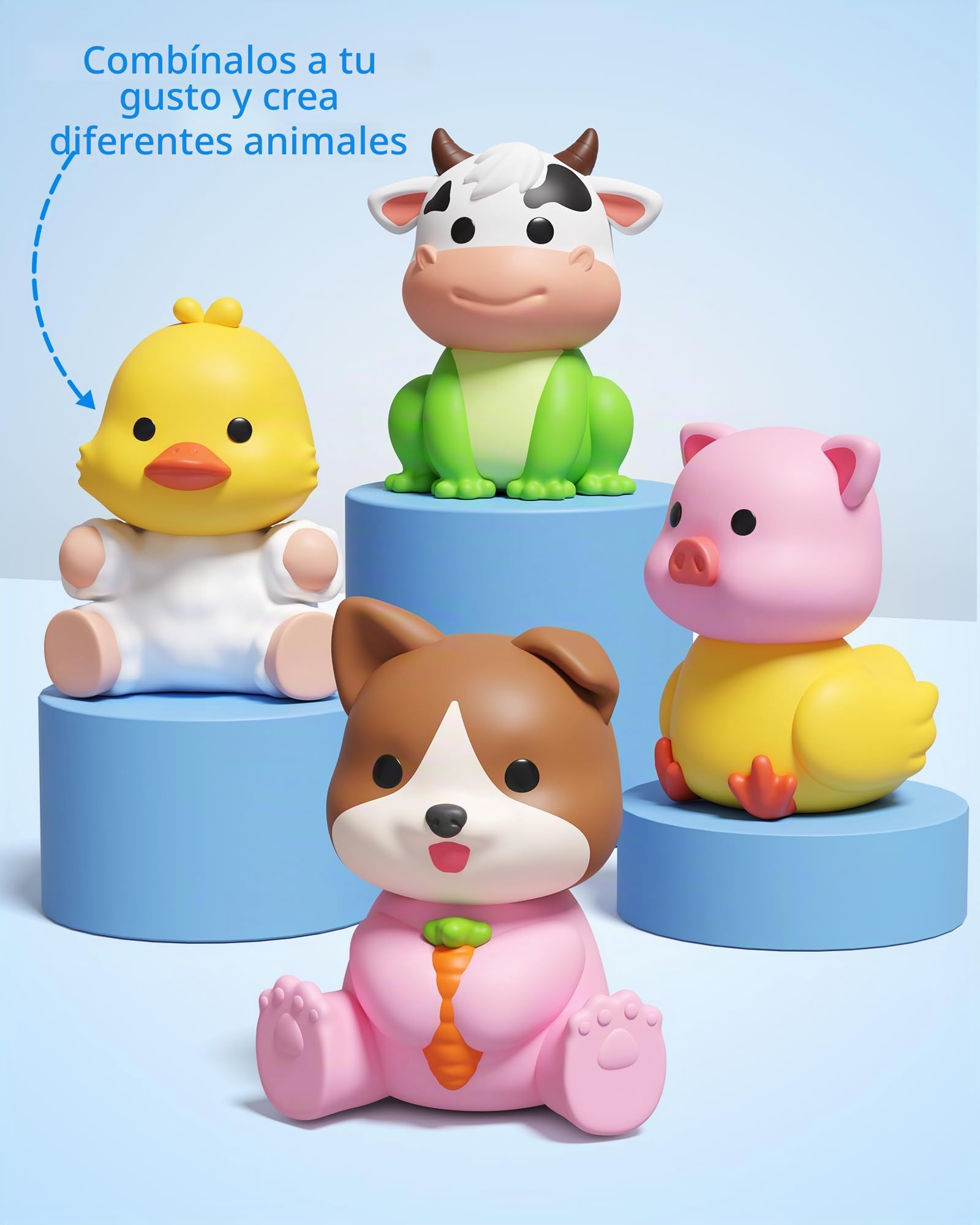Coogam 10 juguetes de asociación con animales de granja, juegos educativos de aprendizaje motor fino para actividades en edad preescolar, conteo Montessori y clasificación de forma y color