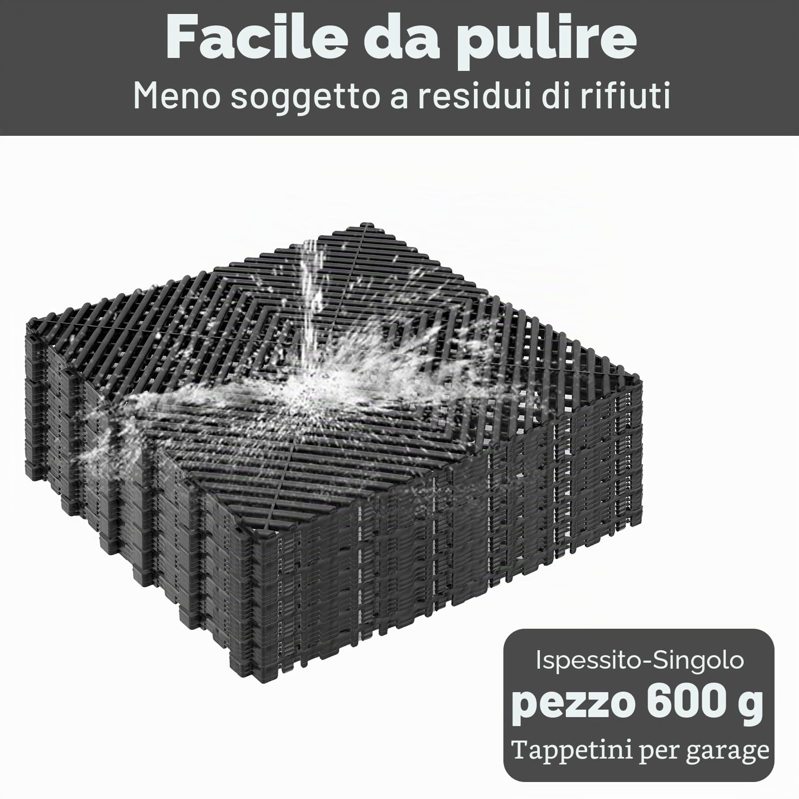 PP garage pavimento 20 pezzi officina pavimento 40×40CM garage pavimento stuoie 18MM spessore click piastrelle garage garage drenaggio tappetino per garage, all'aperto, piscina coperta (3.2m²)