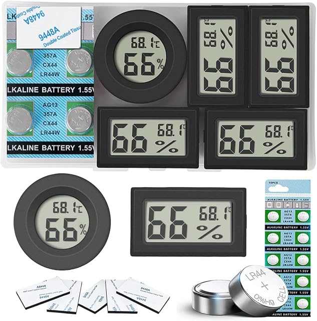 Vaikby 5-Pack Room Thermometer, Indoor Thermometer Hygrometer, Mini Digital Temperature Humidity Meter Gauge Monitor, Large LCD Display Celsius or Fahrenheit for House, Greenhouse, Baby, Office, Home