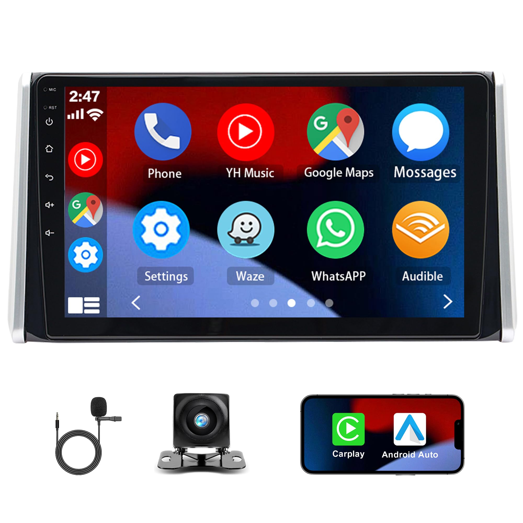 Photo 1 of 4+64G Android 14 Car Stereo Radio for Toyota RAV4 Veranda XA50 2018 2019 2020 2021 2022 2023, 10.1" HD Touchscreen Car Radio with Wireless CarPlay Android Auto GPS Navi Bluetooth SWC FM Camera DSP