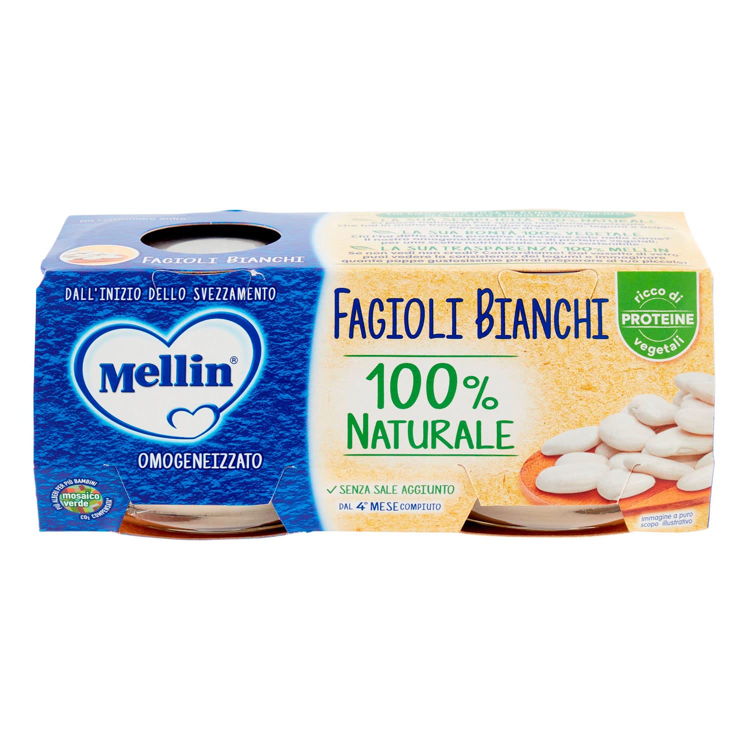 Mellin Omogeneizzato Fagioli Bianchi X2, 160g