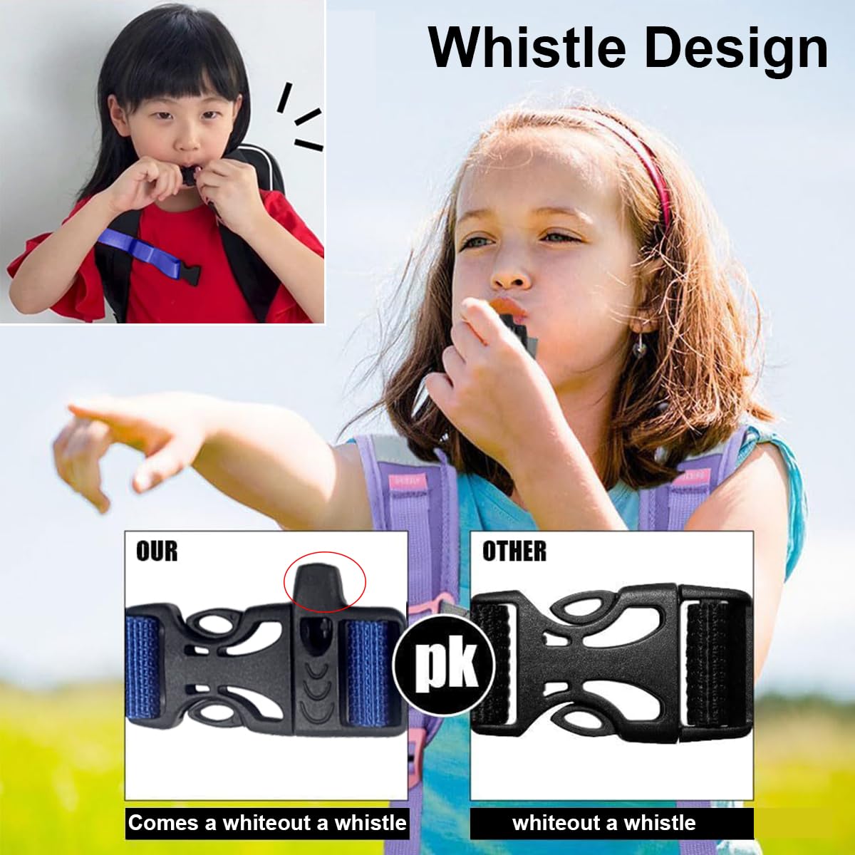 2 Sangles De Poitrine Réglables Pour Sac à Dos - Avec Sifflet, Pour Randonnée, Voyage, école - 3