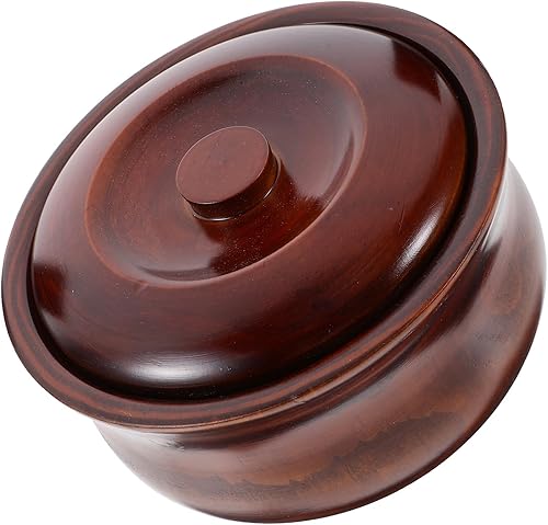 Miniatura 8 de Didiseaon Tazón de madera para frutas con tapa, cuenco de postre marrón oscuro, cuenco de almacenamiento de alimentos para ensalada y aperitivos, 1