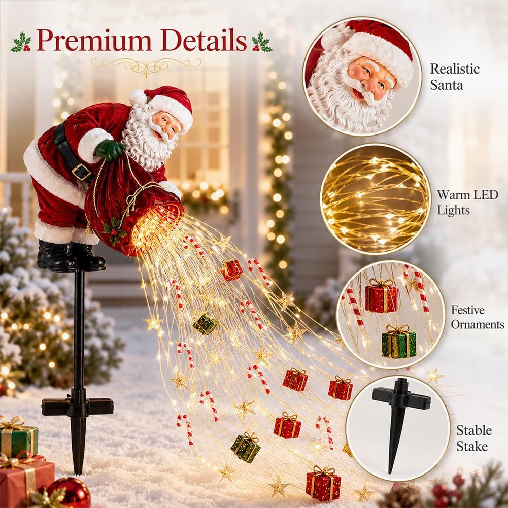 Generico Decorazione Natalizia da Giardino a LED Babbo Natale che Versa