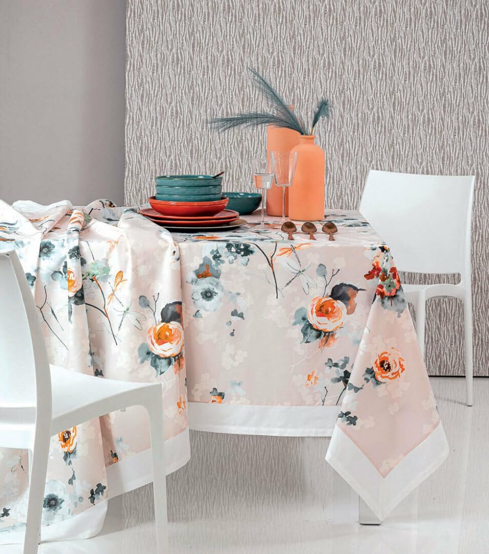 Svad Dondi Tovaglia Da Tavola 160x270 Cm, Realizzata In Gabardine Di Cotone 100%, Stampa Piazzata Floreale, Articolo Patchouli