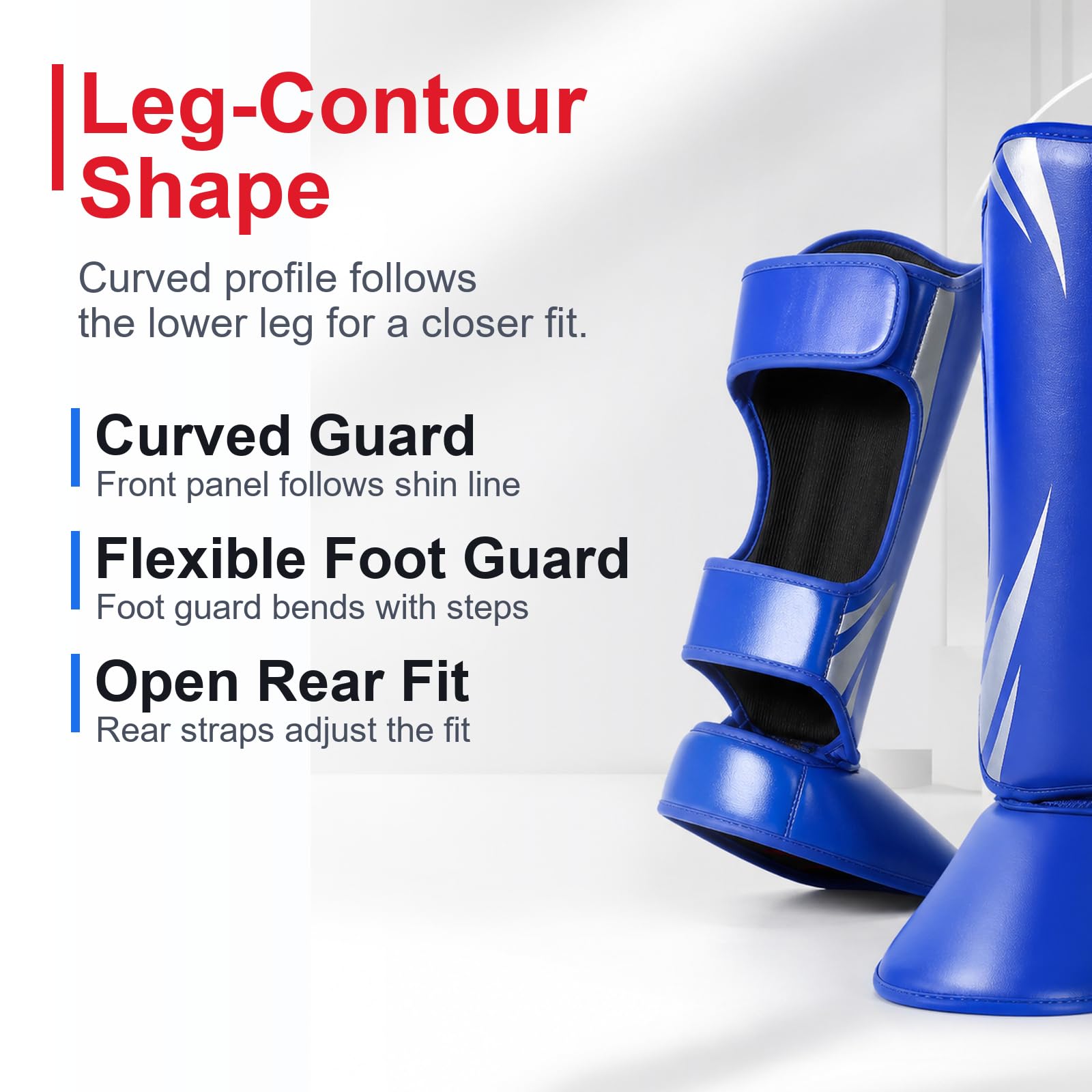 Piedi Protezione Shin Guard,Paratibia Kick Boxing,Parastinchi Spessi,Regolabili,vestibilità Sicura,Leggero,per Boxe,Muay Thai,Sport da Combattimento e Allenamento Quotidiano