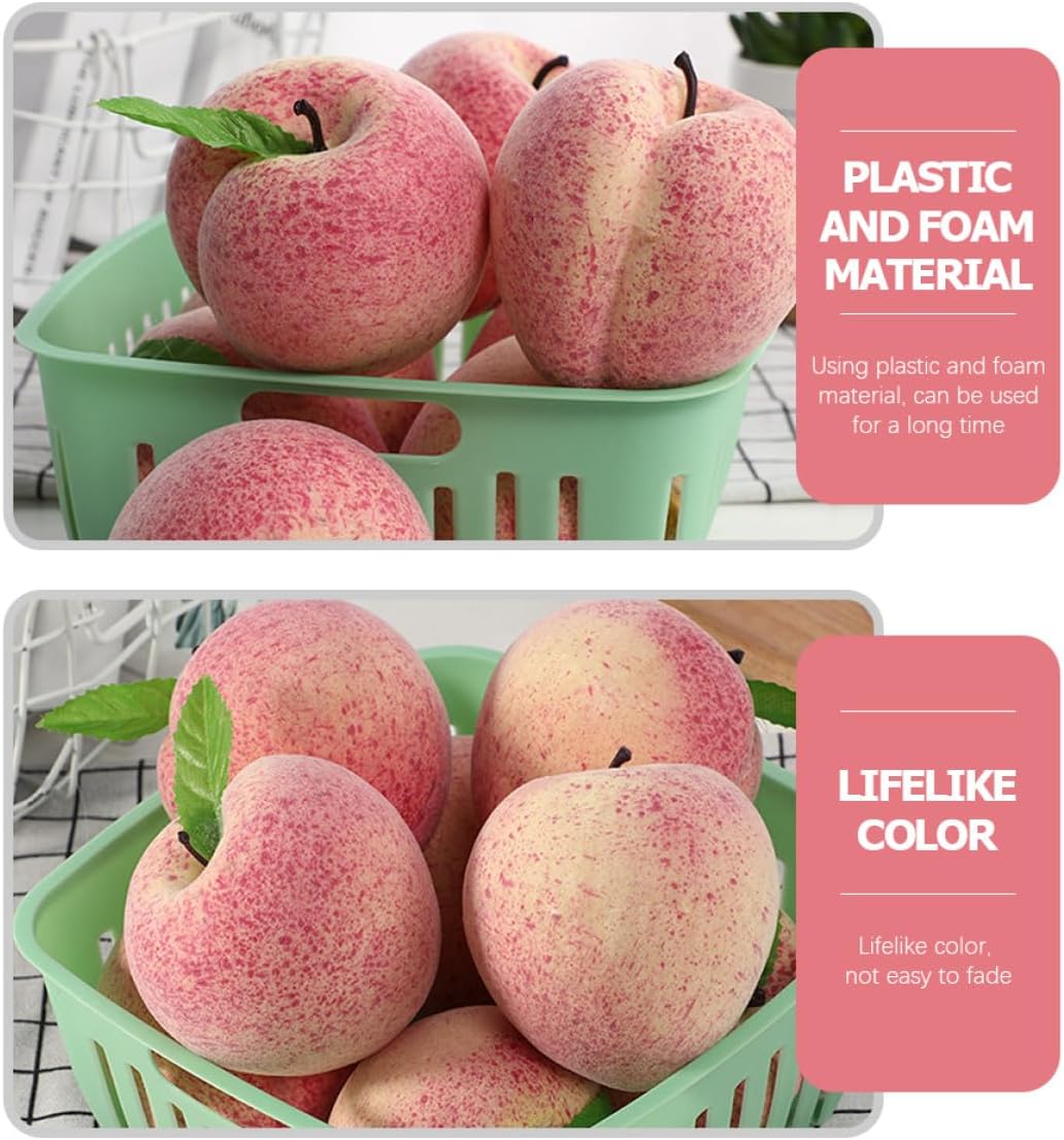 Artificial Peach Fruit Decor 10pcs Plastic Fruits for Decoration Lifelike Table Centerpiece Props for Home Kitchen Party Display