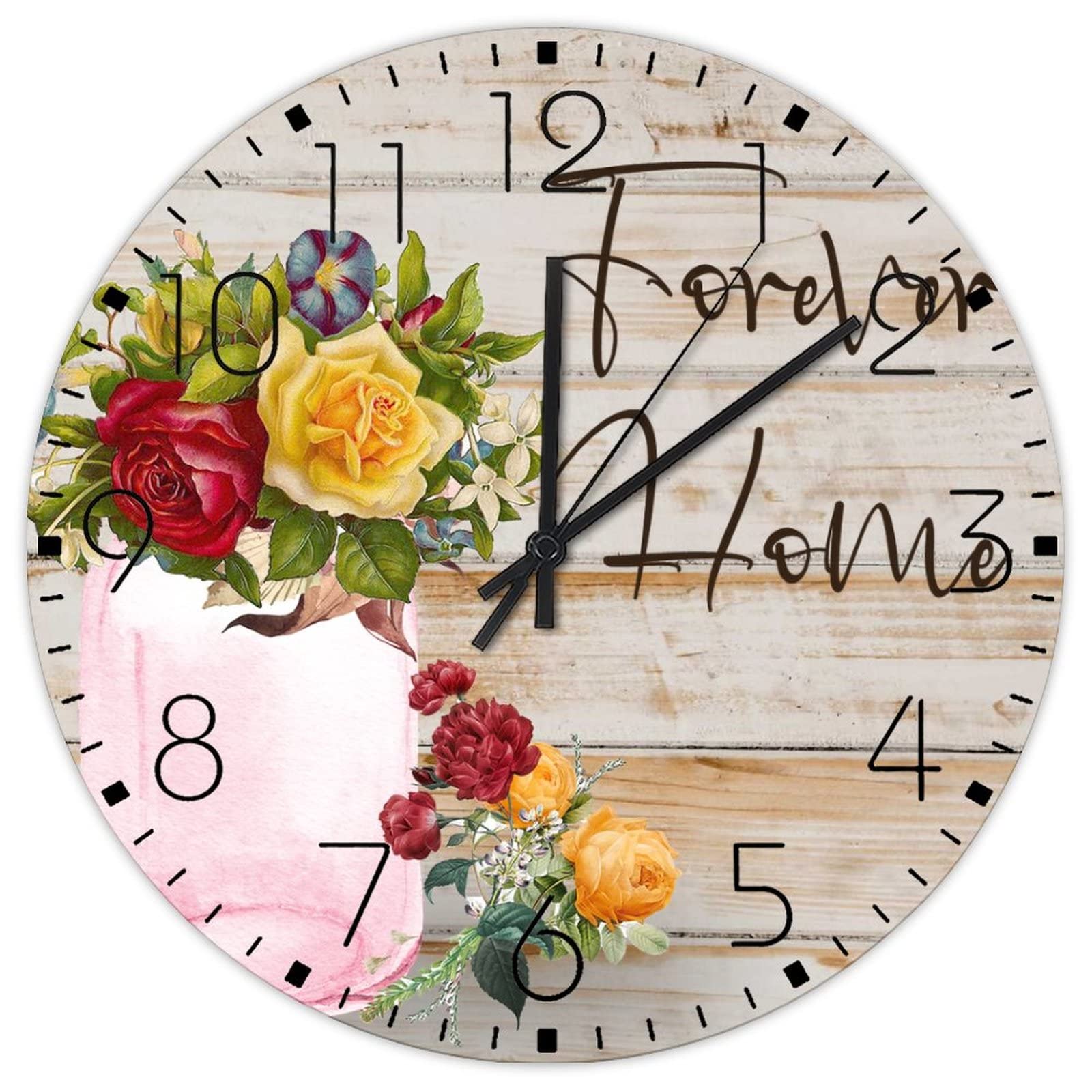 Horloge murale en bois rustique de 38 cm style premium