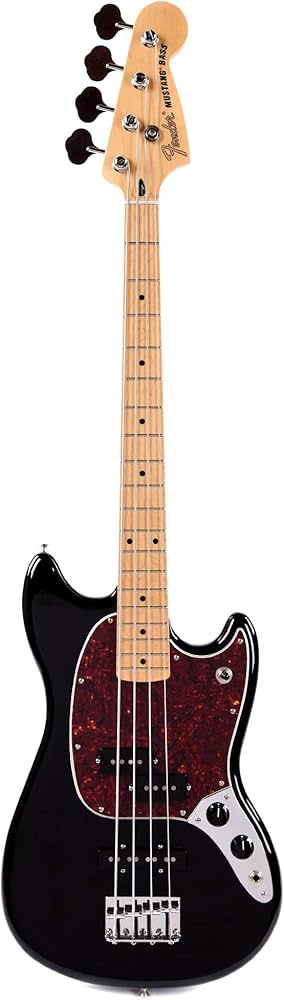 Fender Offset Series Mustang Bass PJ MN Black w/Tortoise Pickguard