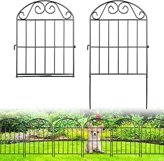 ADAVIN 24 Panels Collapsible Arched Garden Fence: 26ft x 24in Rustproof Black Metal Barrier for Dogs, Rabbits, Flowers & Yard