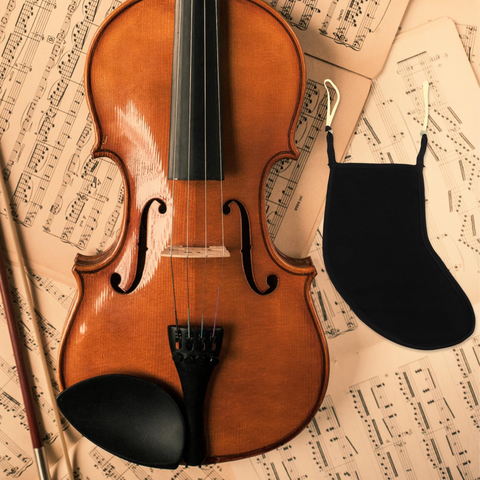 ABOOFAN Almohadilla para Mentonera de Violín de Transpirable Accesorio Práctico para Violinistas Protege Papada y Absorbe Sudor Color Negro Uso Duradero