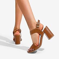 Vista 11 de DREAM PAIRS Women's High Chunky Heels Square Toe Block Ankle Strap Dress Comfort Sandals