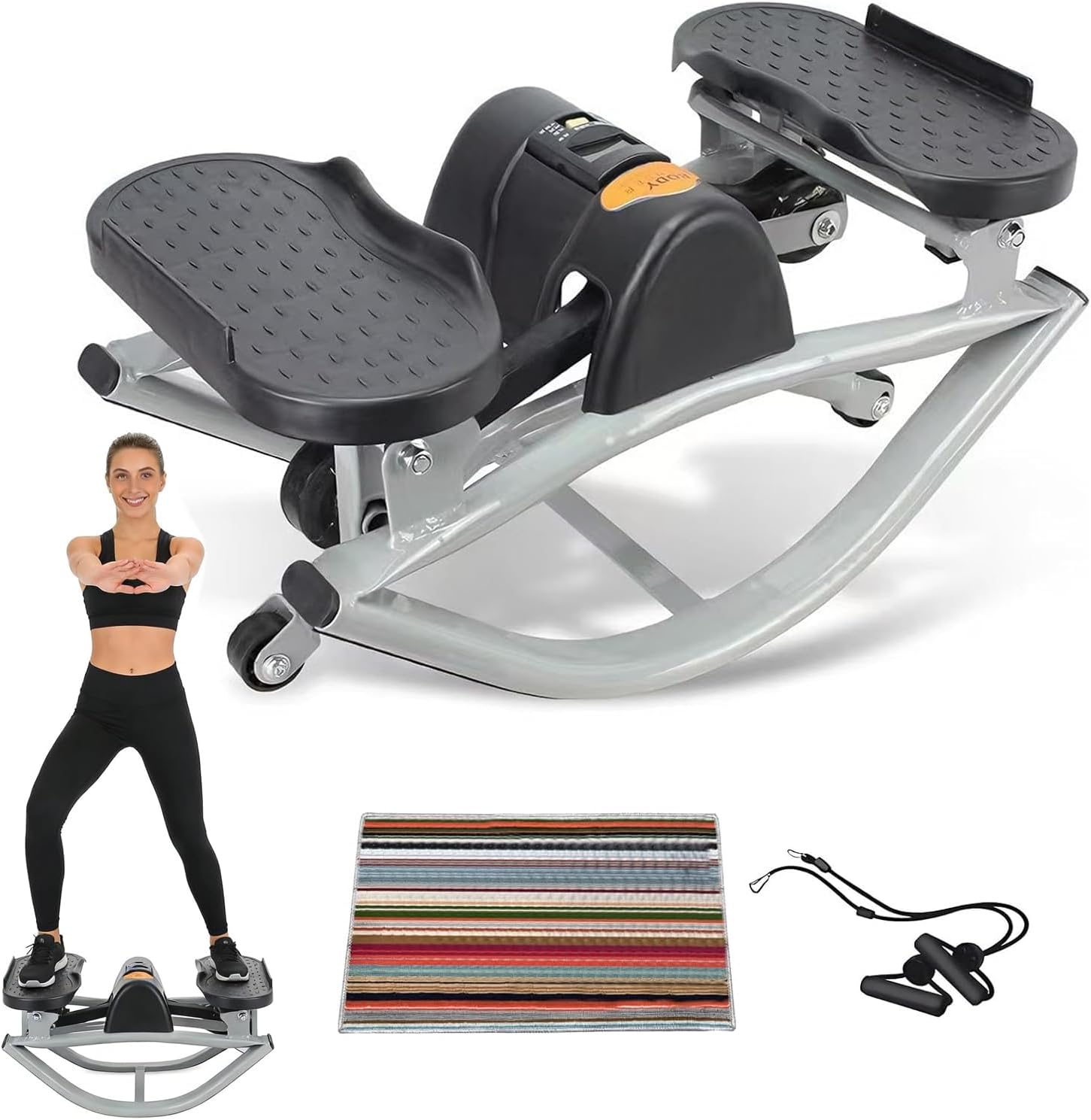 Rock Stepper Side to Side, U-Shaped Rock Stepper Machine with Digital Display, Workout Machine for Legs & Glutes, 330 lbs Capacity, Compact Side Stepper for Home