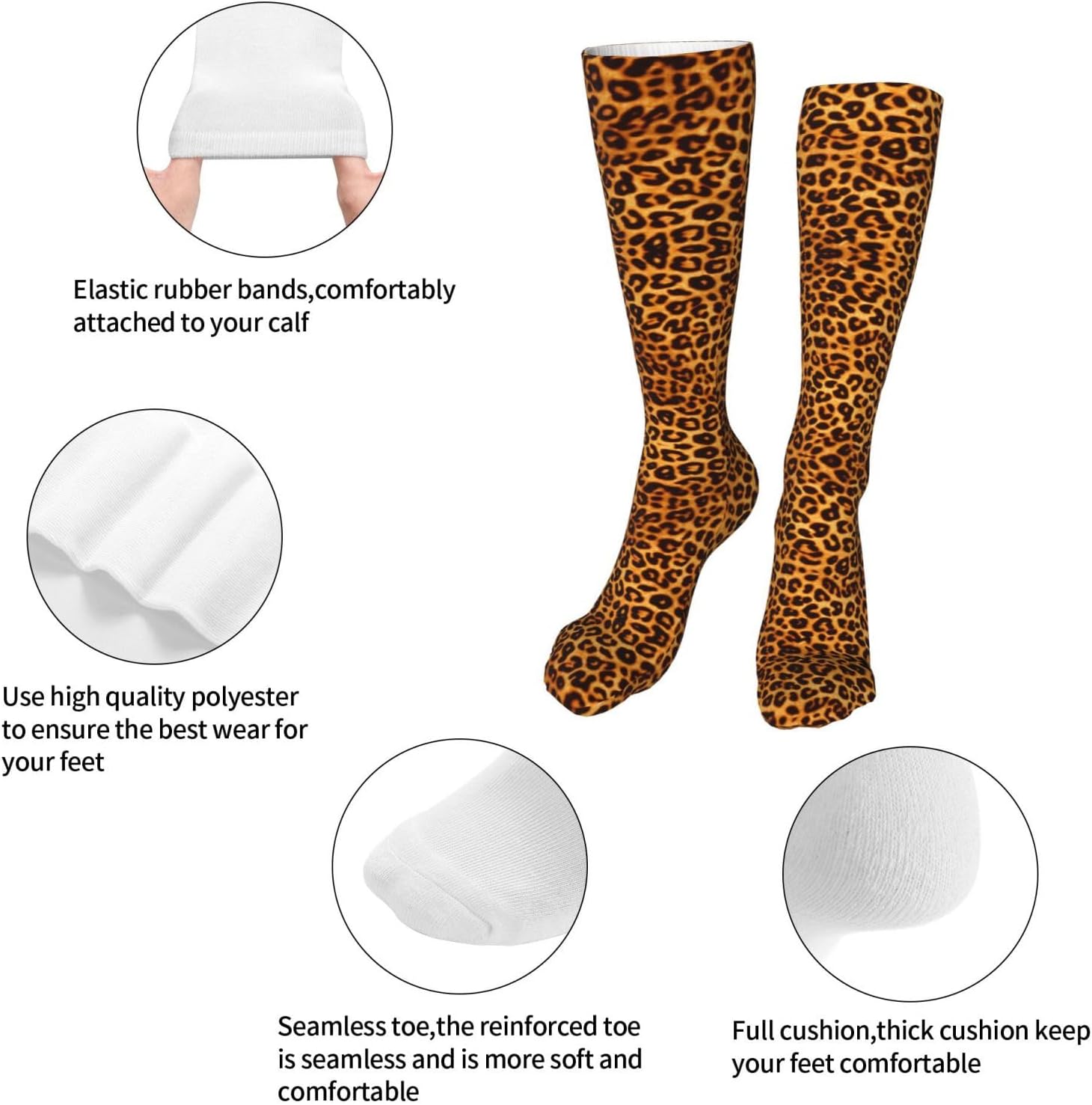 Animal Leopard Print Kids Cozy Knee High Tube Compression Socks Novelty Athletic Long Crew Socks for Child Girls Boys 19.8in - Image 7