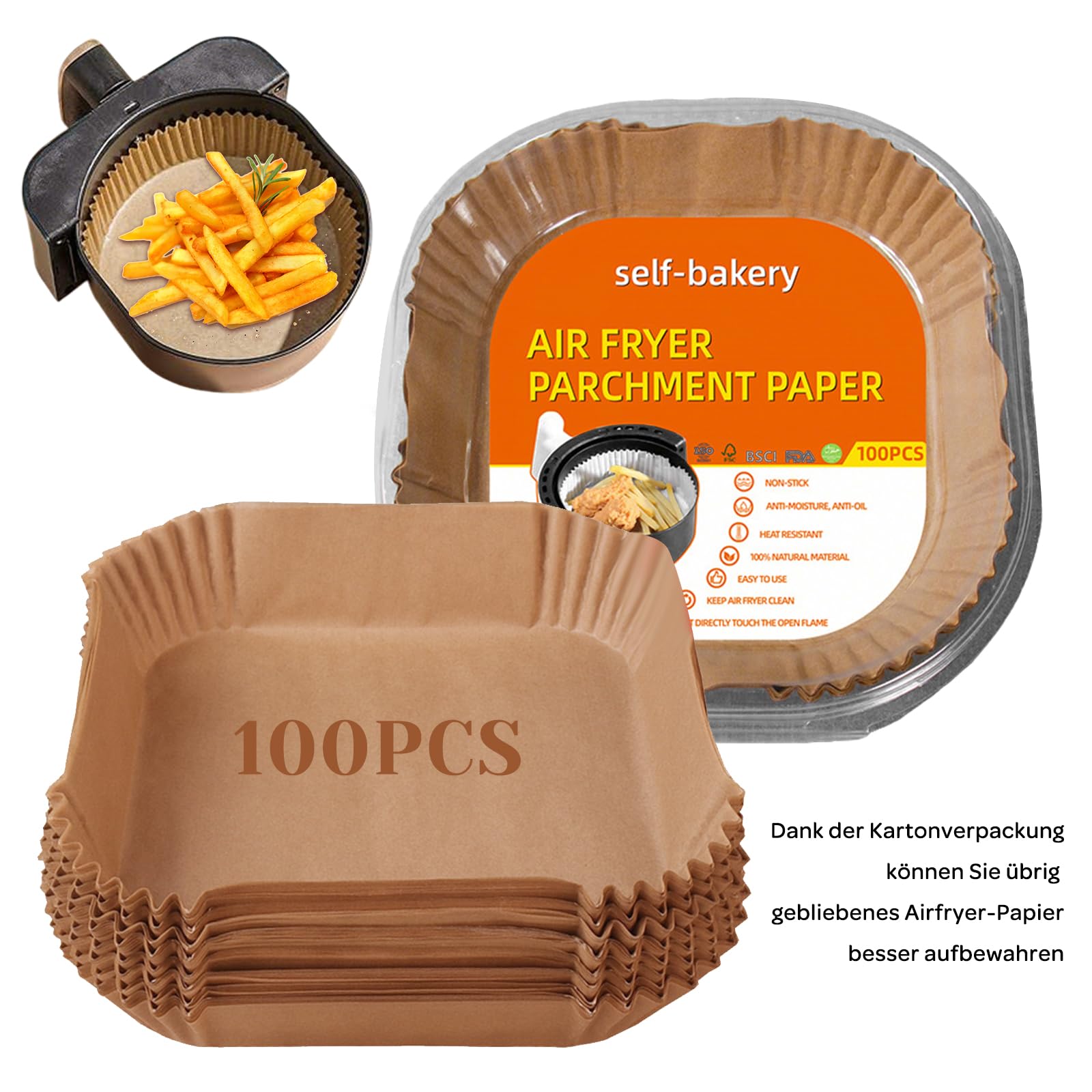 100 Fogli Carta Da Forno Per Friggitrice Ad Aria - Adatti Per Ninja Double Stack 7.6L SL300EU E Altre, Antiaderenti E Oleorepellenti - 6