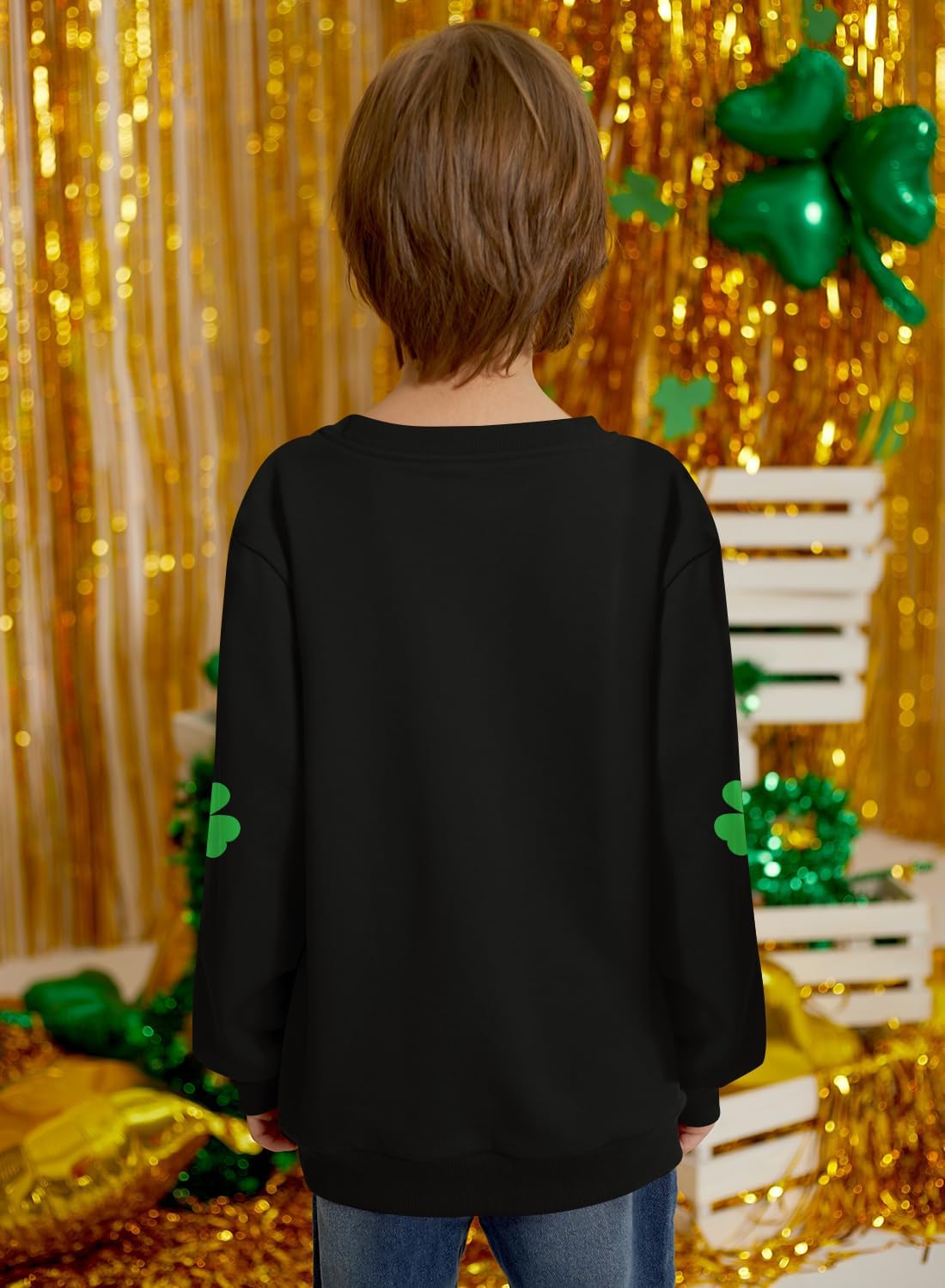 BesserBay Boys Girls Valentine's Day Heart Printed Mardi Gras Sweatshirt St. Patrick’s Lucky Shamrock Pullover Tops - Image 6
