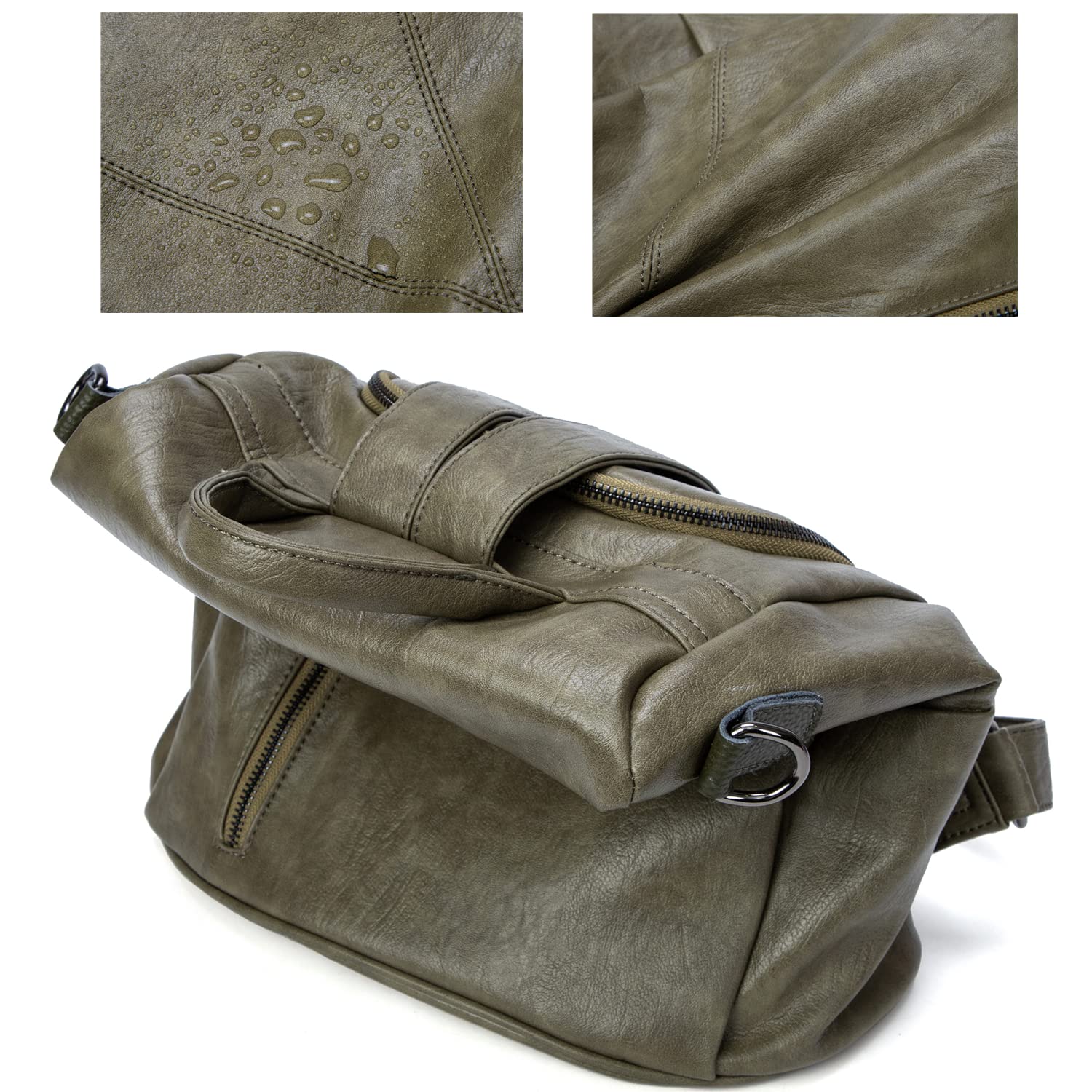 Mochila Antirrobo Mujer de PU Cuero Suave, Bolsa Casual Escolar con Correa de Hombro Extraíble como Bolsa Bandolera, Elegante Impermeable Grand Capacidad para Trabajo Oficina Escuela Viaje