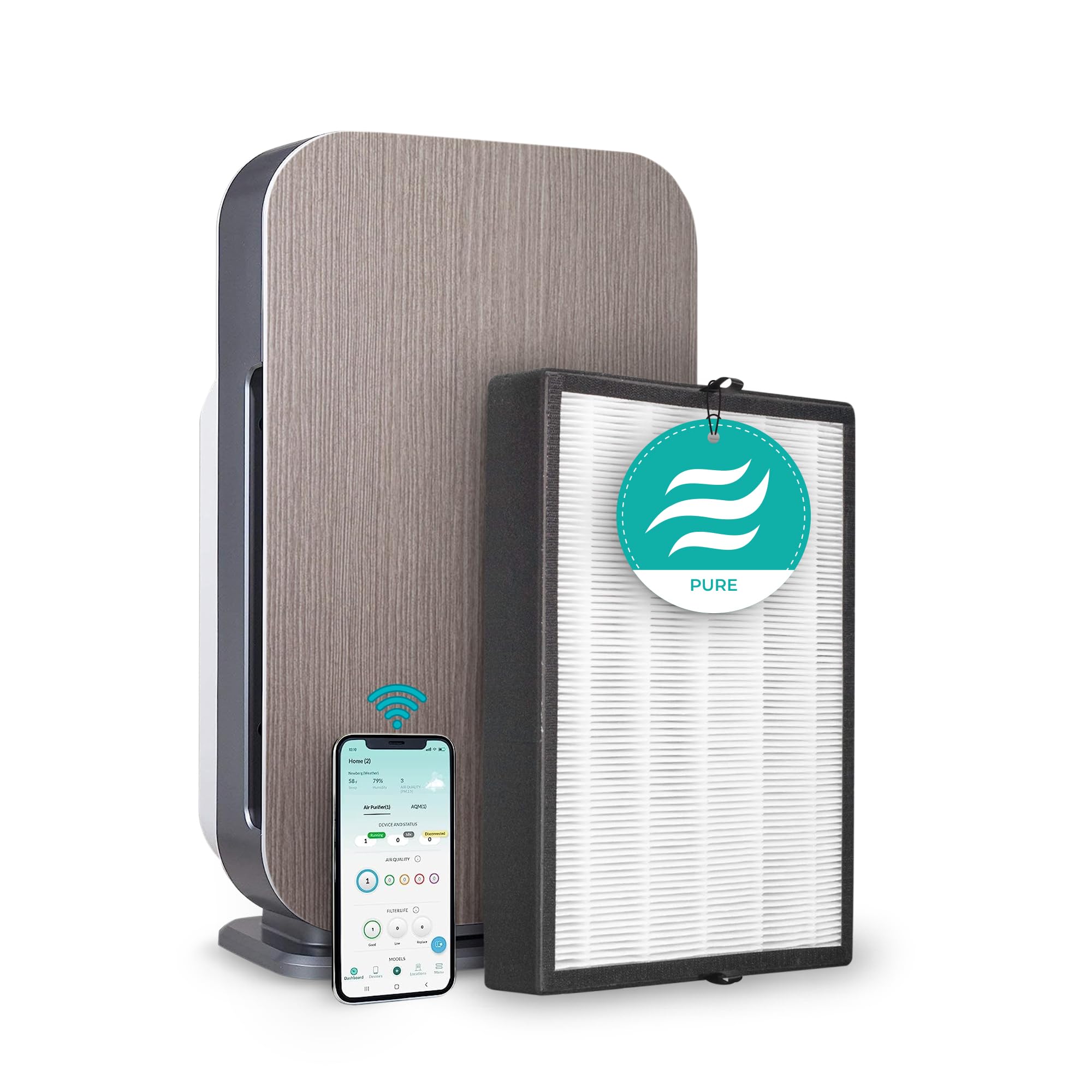 Alen Air Purifier BreatheSmart 45i HEPA with Pure Filter for Large Rooms up to 1600 Sq. Ft. - Perfect for Bedrooms - Captures Allergens, Dust, & Mold