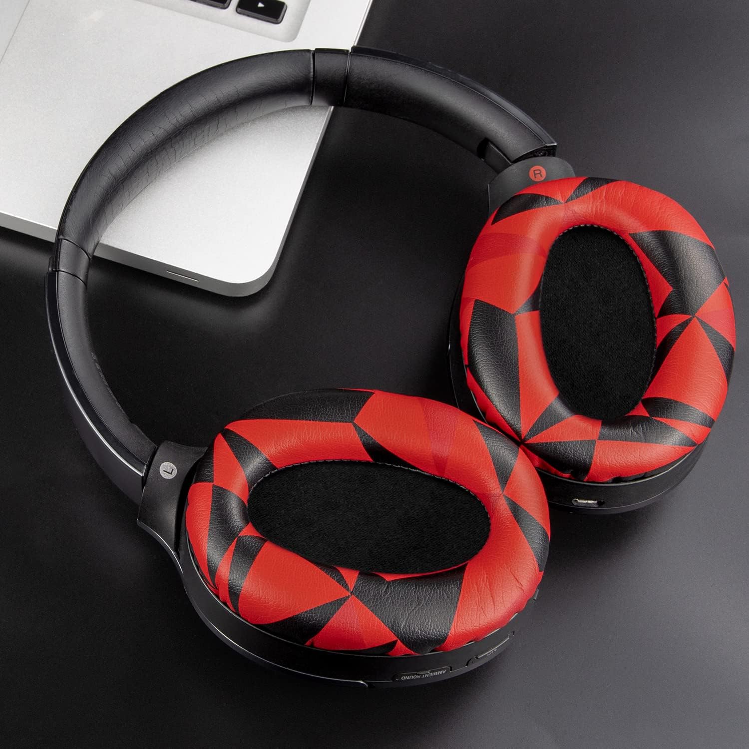 SOULWIT Replacement Earpads Cushions for Sony WH-1000XM2 (WH1000XM2) & MDR-1000X (MDR1000X) Headphones, Ear Pads with Noise Isolation Foam, Added Thickness (Red Storm)