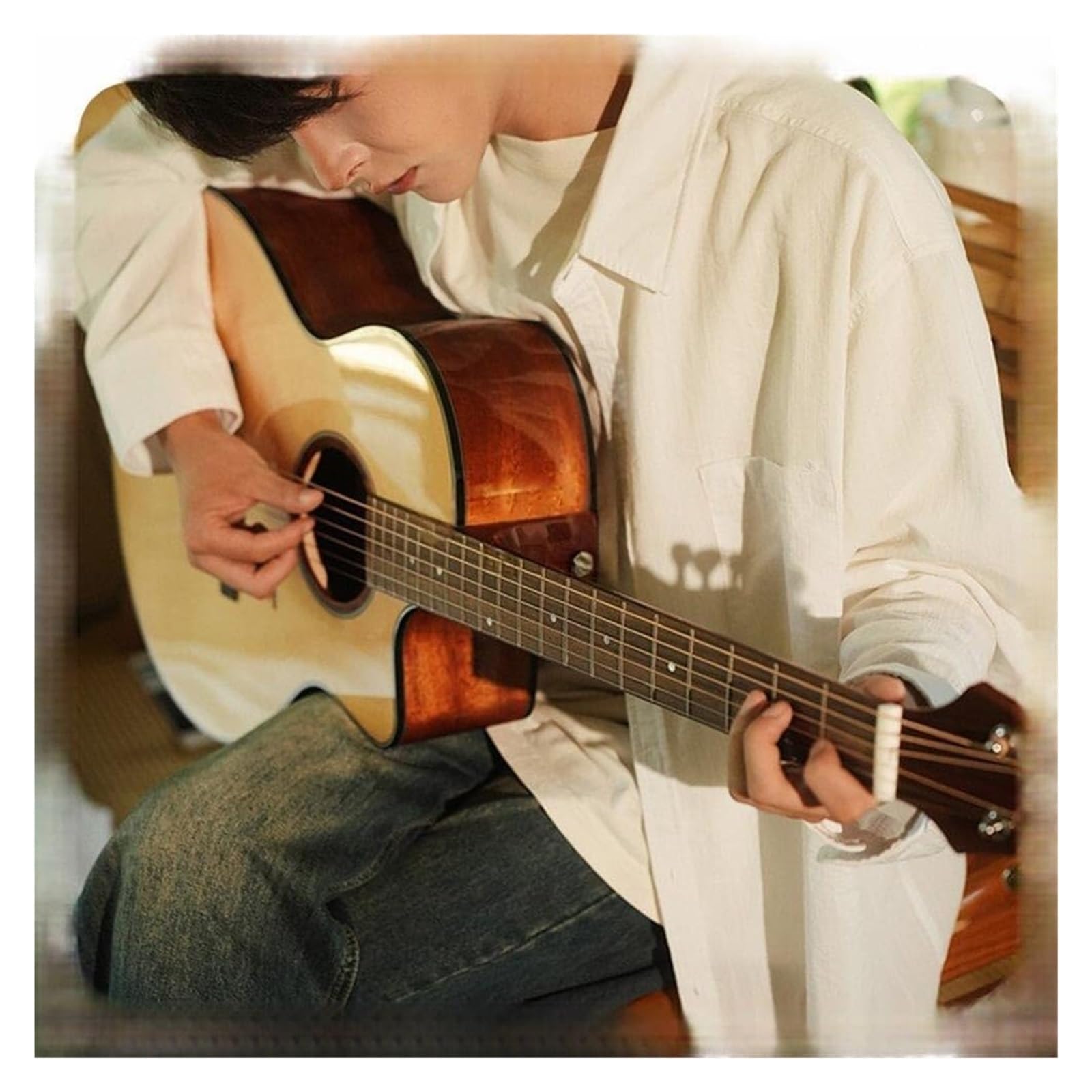 Chitarra acustica, 104 cm, 6 capotasto in abete cuerdas per principianti, intermedi adulti e adolescenti (rosa)