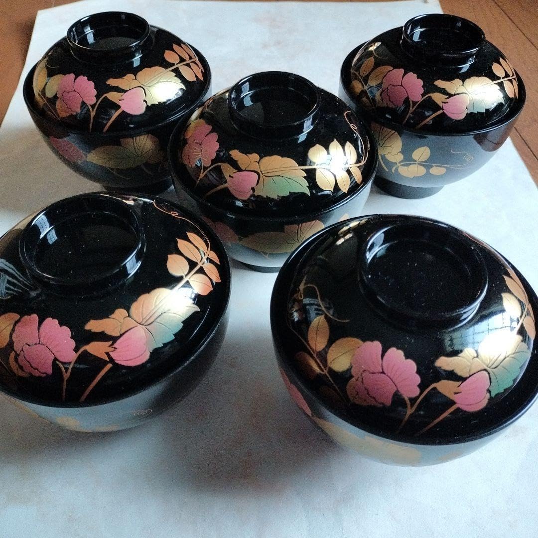 会津塗 天然木 蓋付 椀 お椀 5客 金彩 高級漆器 雀山 X 楽天市場】会津