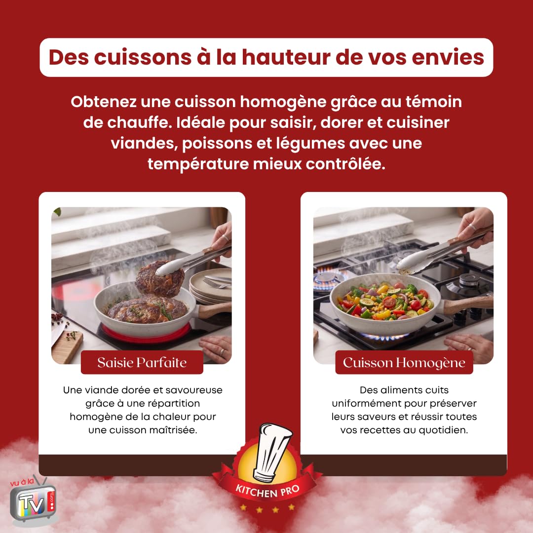 Venteo - Poele Induction Fonte Aluminium 20-24-28 CM | Ustensiles De Cuisine Polyvalents | Entretien Lave Vaisselle | Compatibilité Gaz Electrique Plaque Induction | Cuisson Homogène