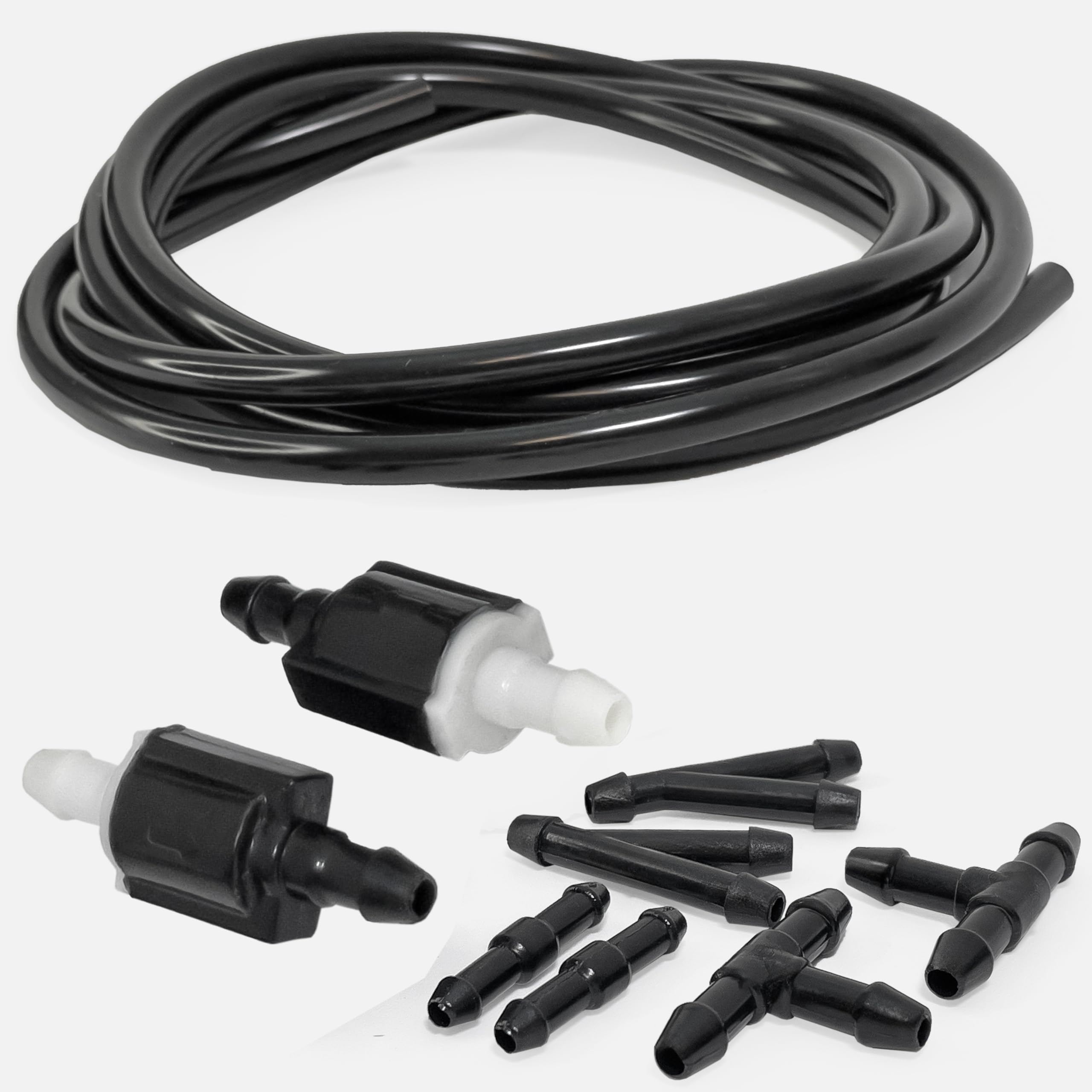 Click&Fit Accessories - Kit universale di valvole di ritegno per parabrezza, tubo, connettori per Toyota, Ford, Chevrolet, Nissan e altri veicoli; kit di riparazione esteso per tergicristalli e